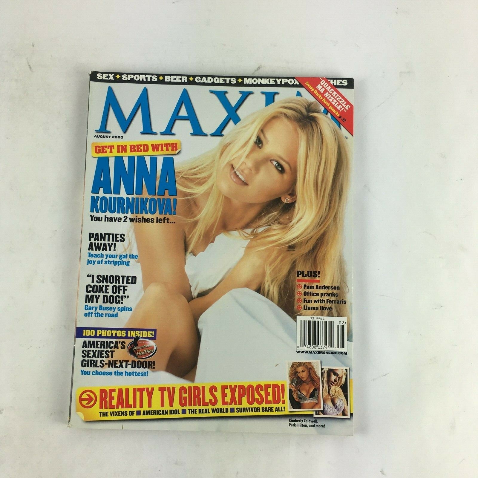 August 2003 Maxim Magazine Get In Bed With Anna Kournikova! Panties Away! 