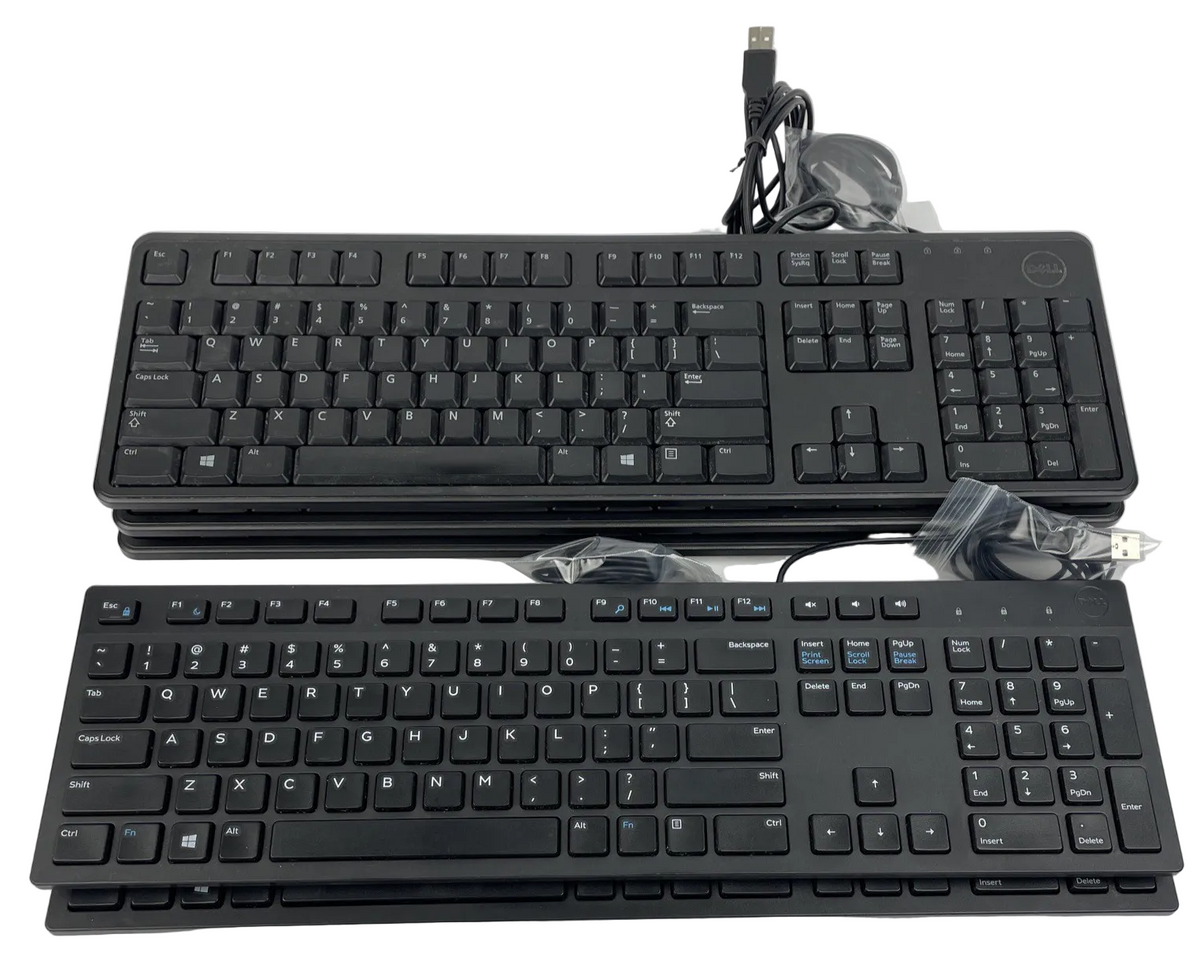 Dell Multimedia Wired Keyboard (s) - Black Lot of 5 - 2 x KB216 - 3 x KB4021 VGC