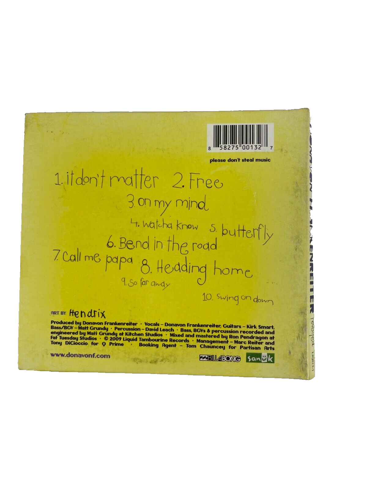 Donavon Frankenreiter Revisited It Don't Matter Free On My Mind Butterfly #F-G
