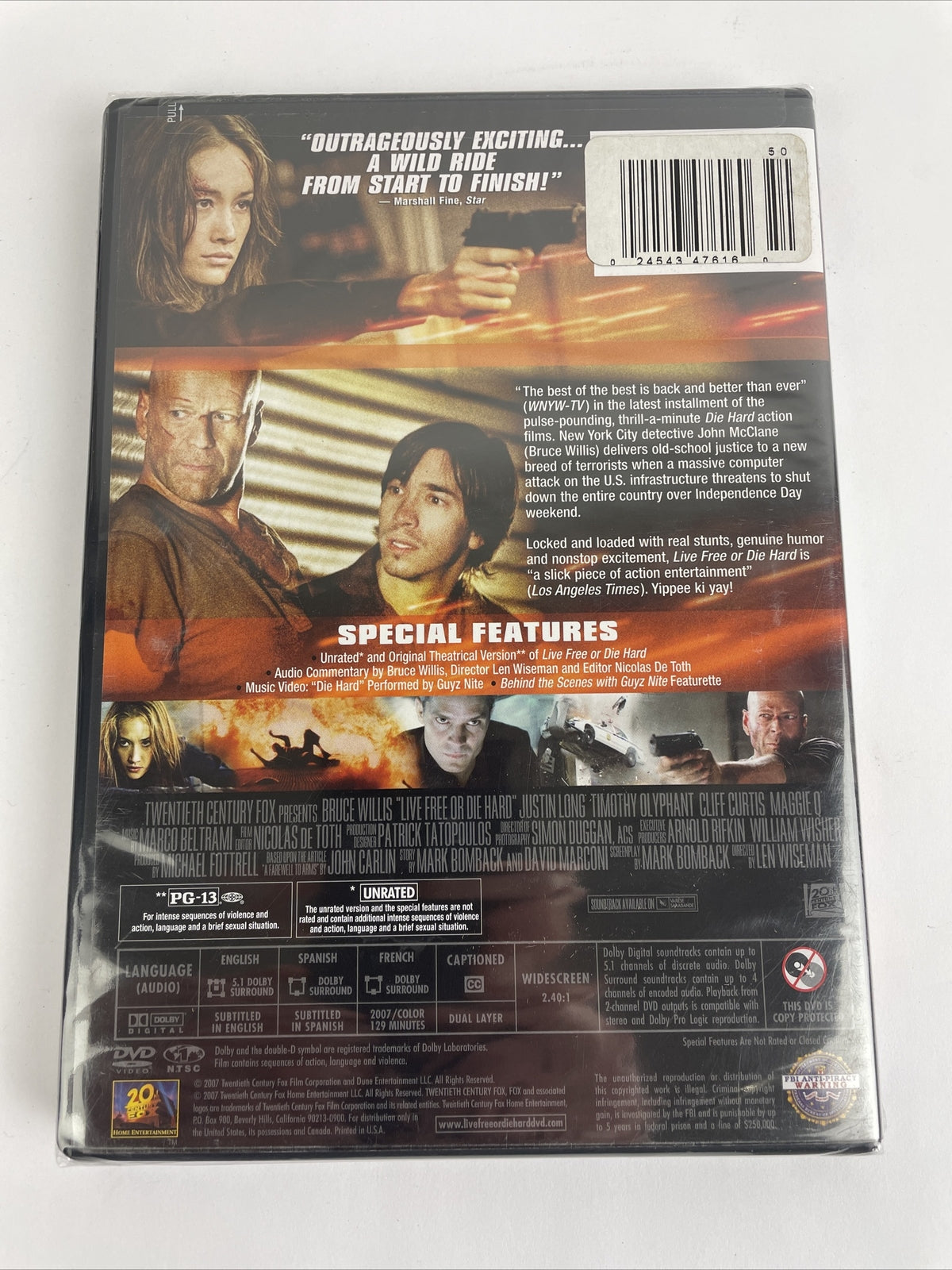 " Live Free or Die Hard " (DVD, 2007, Widescreen, Unrated) Bruce Willis NEW
