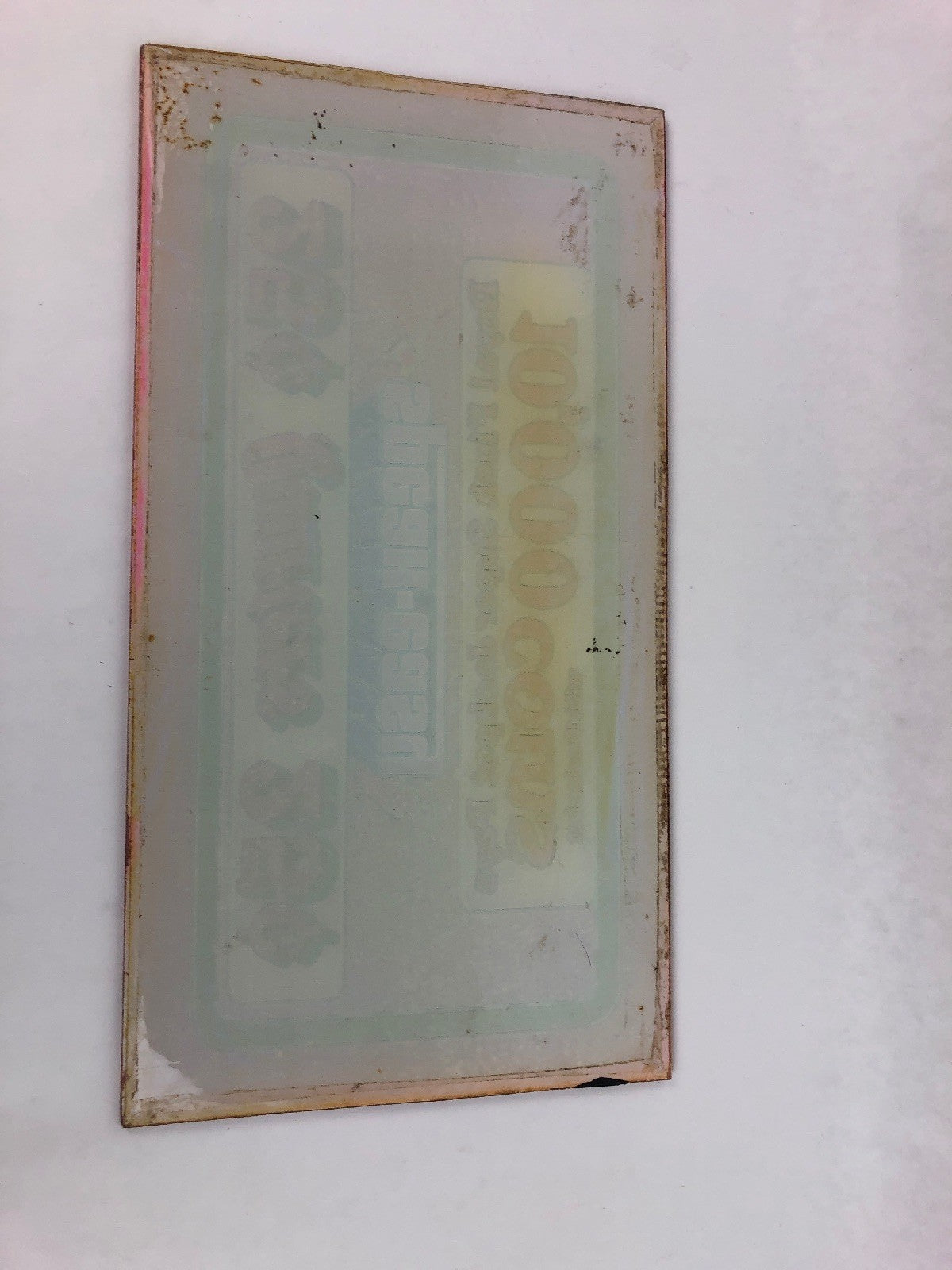 Vintage 1982 Speakeasy casino slot machine payout printed glass panel.