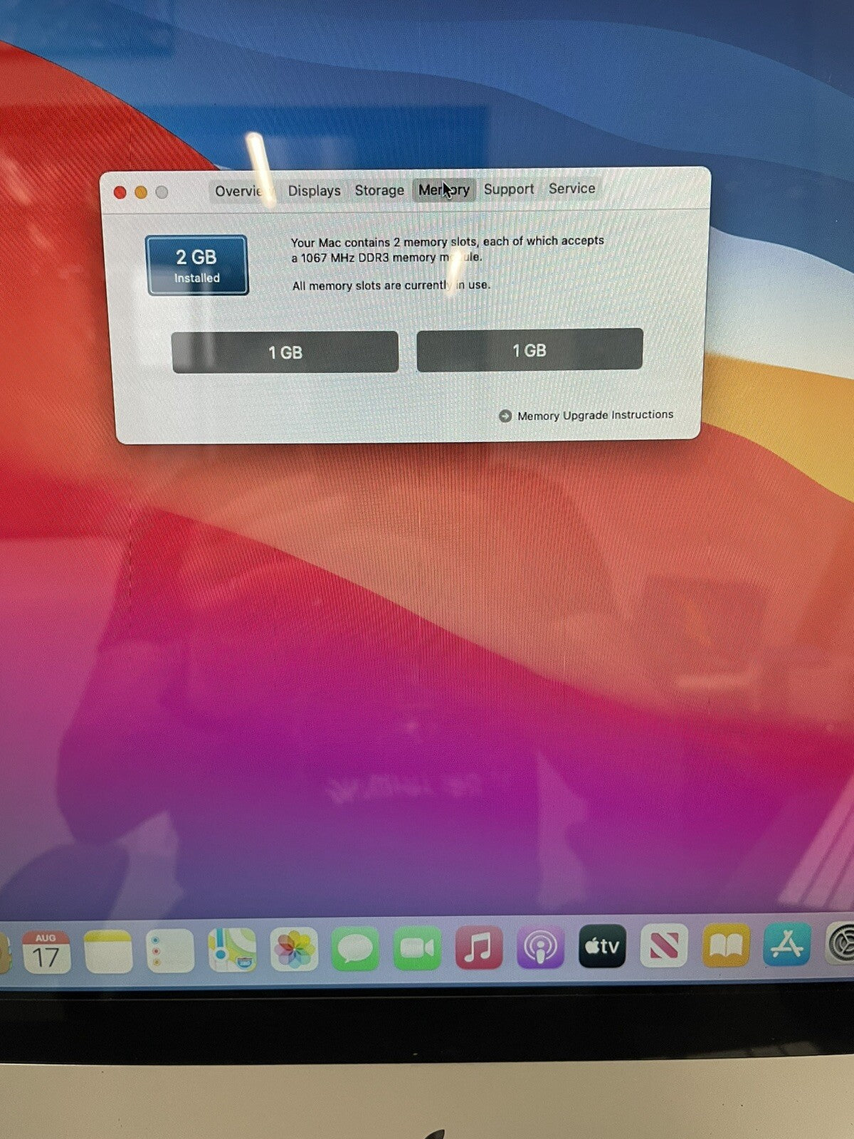 Apple iMac Core 2 Duo 2.26 GHZ - 20" - macOS Big Sur - 2GB RAM - 128 GB SSD HD