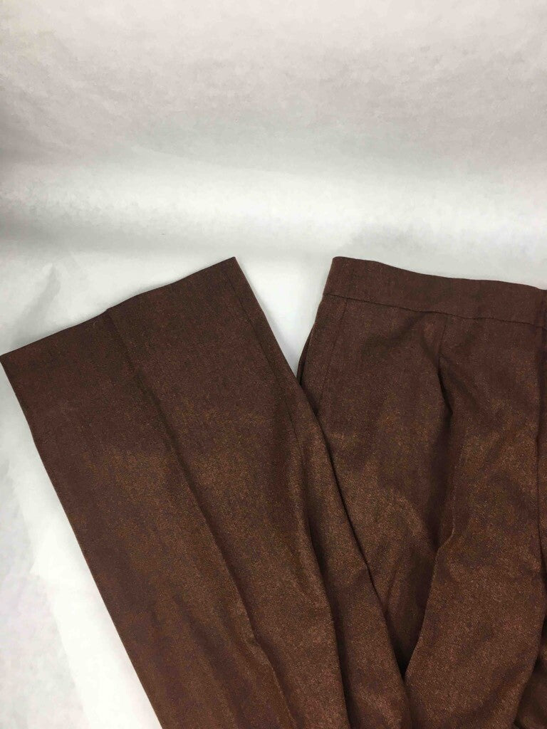 Etro Mens Dress Pants Brown Zip Fly Pockets Wool Blend Stretch Trousers 44