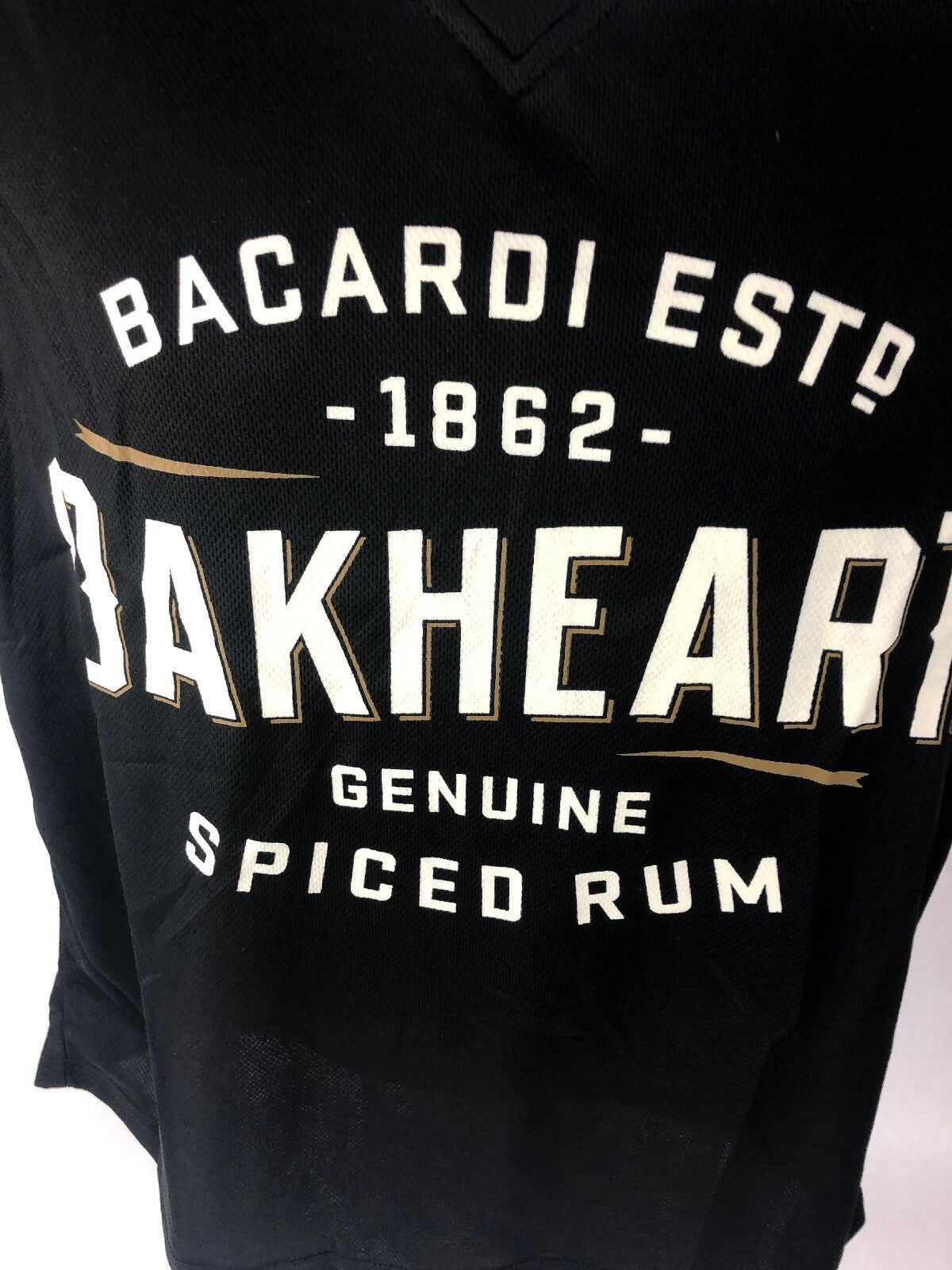 Bacardi Oakheart Spiced Rum Black Football  Jersey Shirt Women’s MEDIUM New Rare