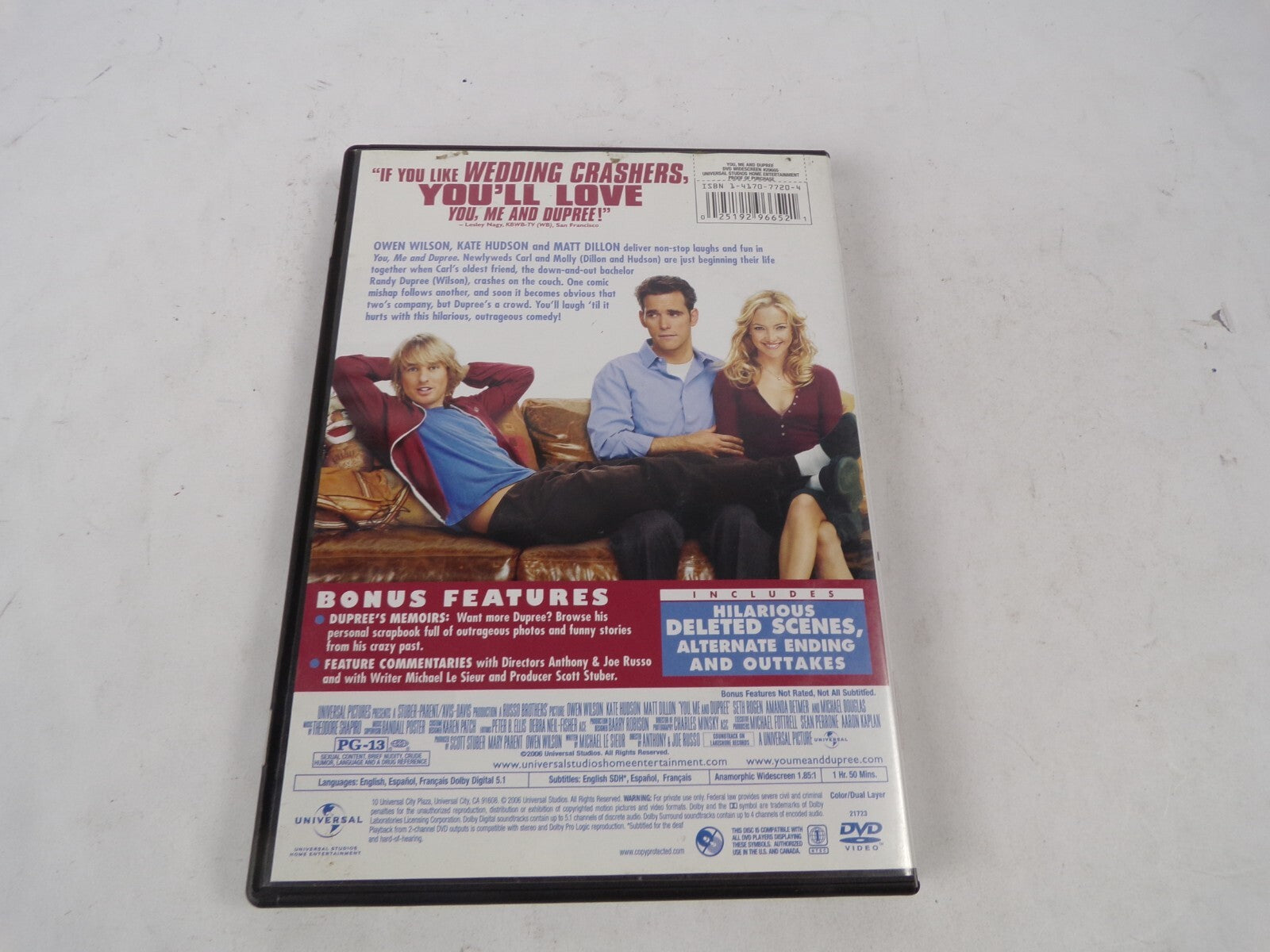 You,Me And Dupree Christina Trenton "Hilarious!" Owen  Wilson Kate DVD Movies
