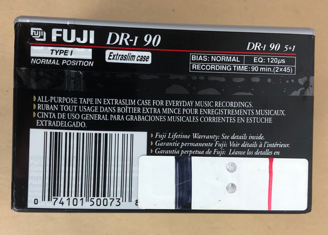 FUJI DR-I 90 Minute Blank Audio Cassette Brick 6 Tapes With Extraslim Cases New
