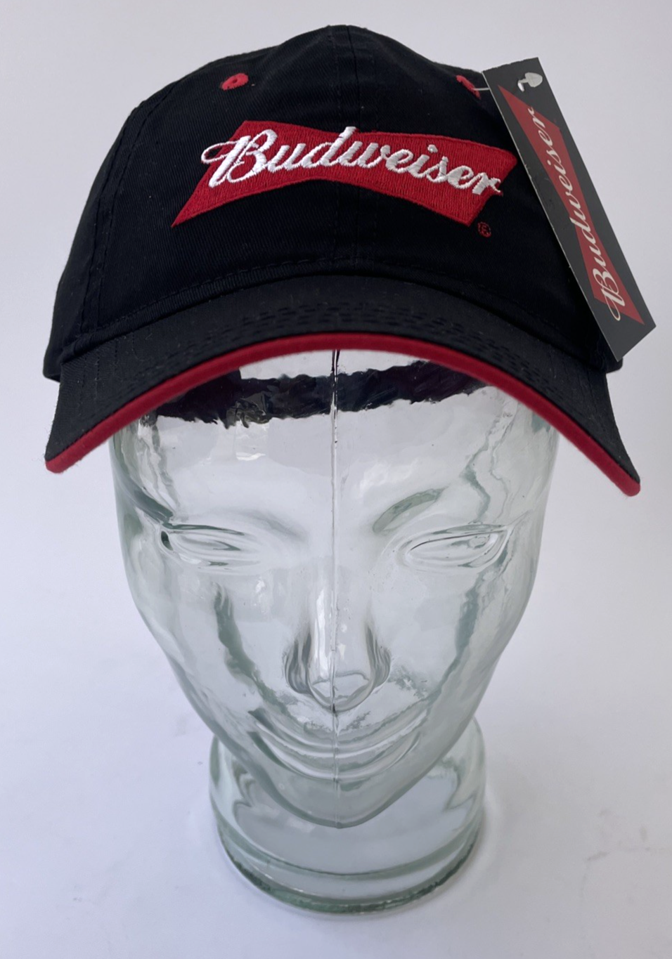 2017 Budweiser Black Hat Black w Red Accents Cap Adjustable Unisex Adult