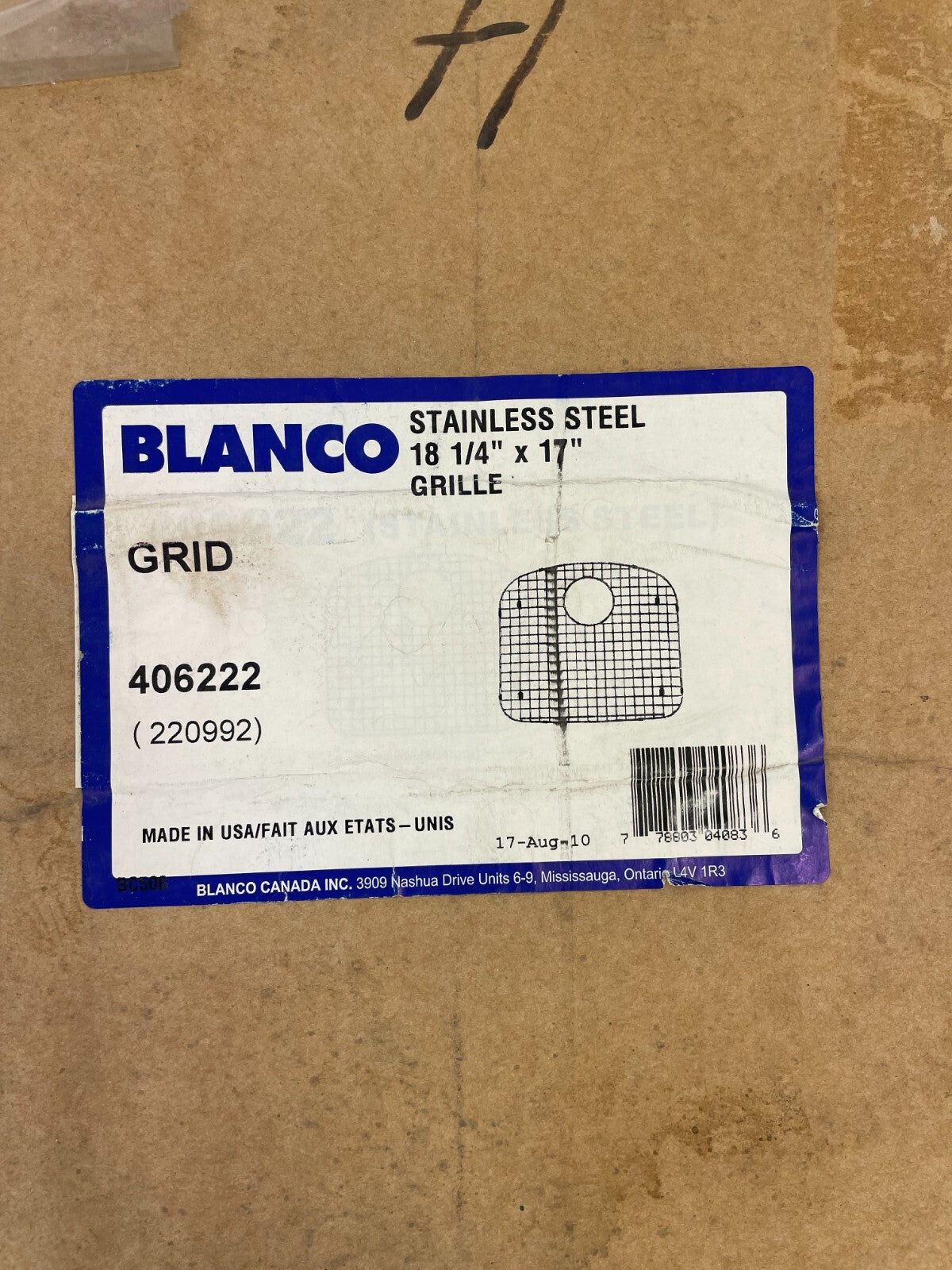 Blanco 406222 brushed stainless steel kitchen sink bottom grid 18-1/4 x 17 inch