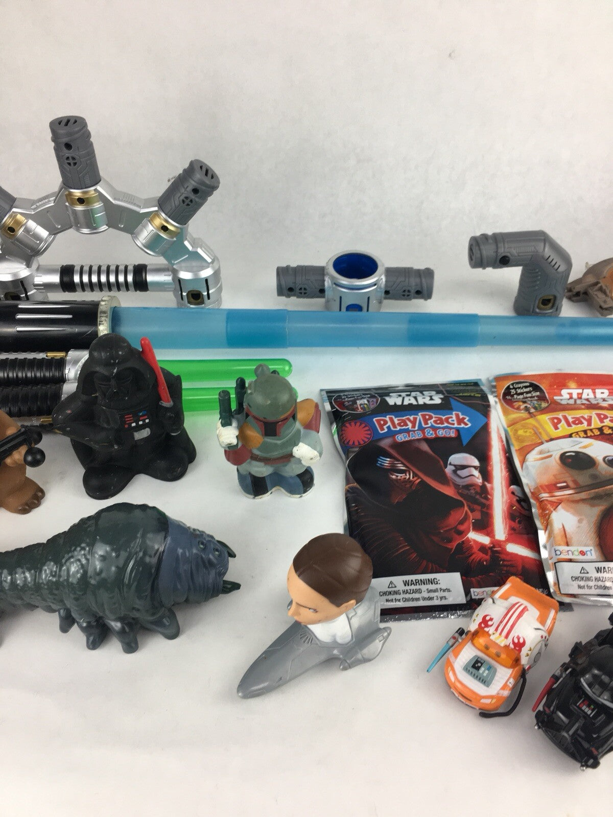 Huge Star Wars Lot of 25 Assorted Figures Weapons and Promo Items - LOOK