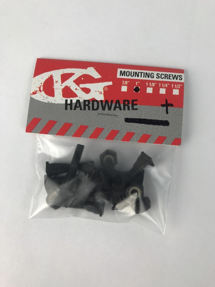 Grind King Randoms Style 1-inch skateboard mounting hardware with OEM star head bolts and lock nuts set.