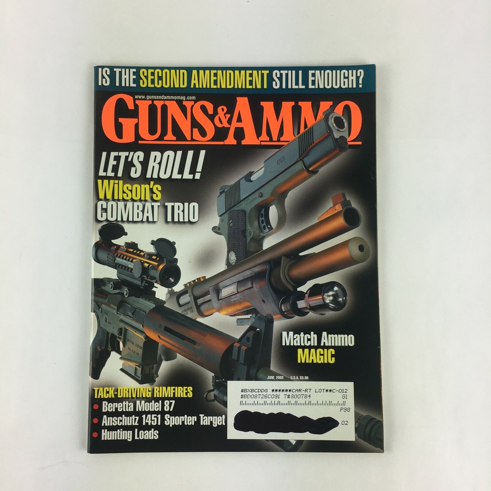 June 2002 Guns & Ammo Magazine Let's Roll! Wilson's Combat Trio Beretta Model 87
