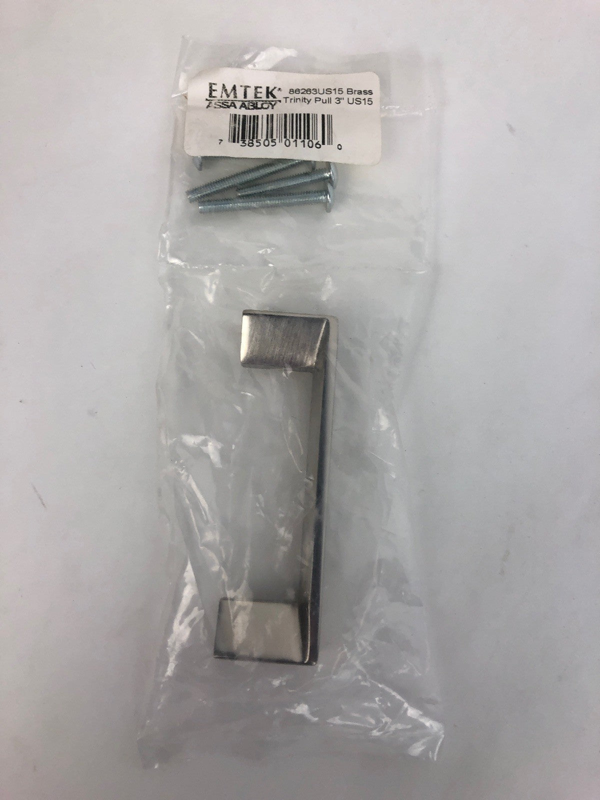 Emtek Modern Brass 3" Trinity Cabinet Pull US15 ASSA ABLOY W HARDWARE X 2
