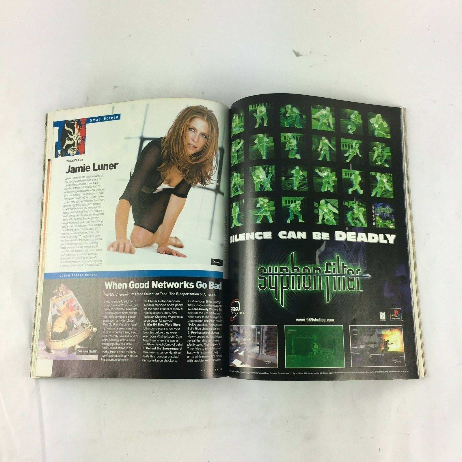 April 1999 Maxim Magazine Xena Tongue Twist Her My Cellmate is a Psycho Gotcha!