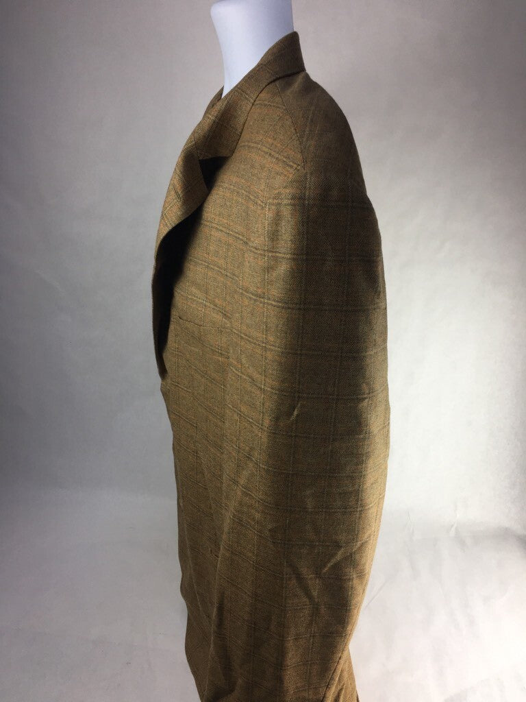 Pal Zileri Mens Suit Jacket Brown Plaid Notch Lapel Lined Virgin Wool Blazer 56