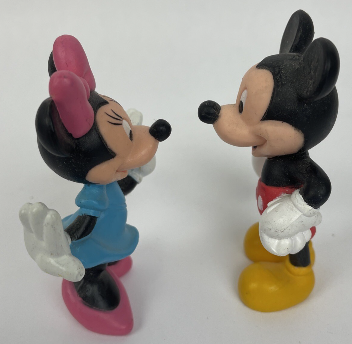 Vintage Disney Mini Figures Figurine Cake Toppers Minnie Mouse & Mickey Mouse 3"