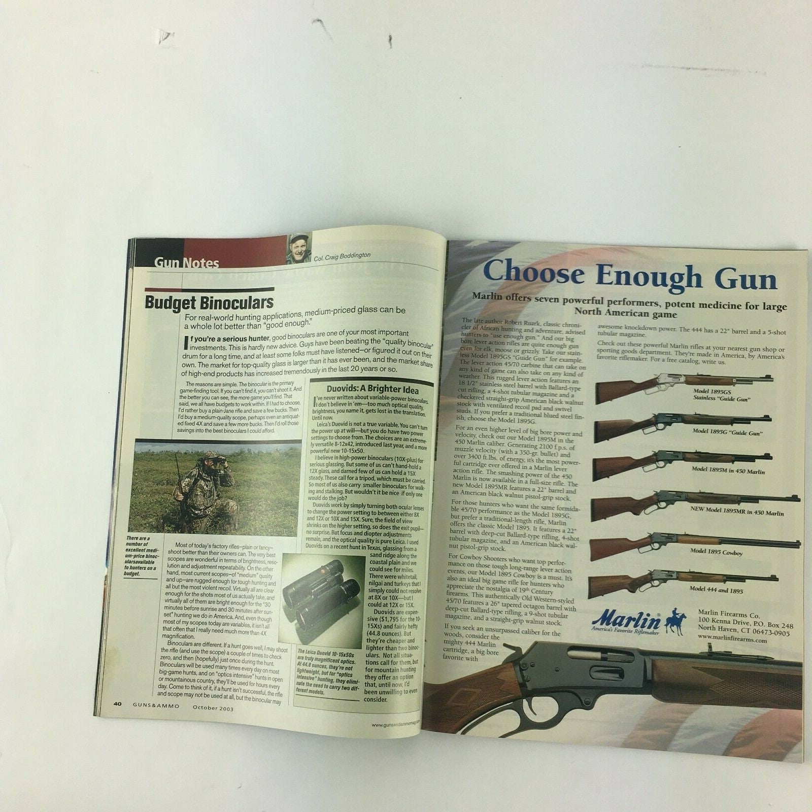 October 2003 Guns & Ammo Magazine Kimber's Short Magnum 8400 Bertta's Cx4 SM8400