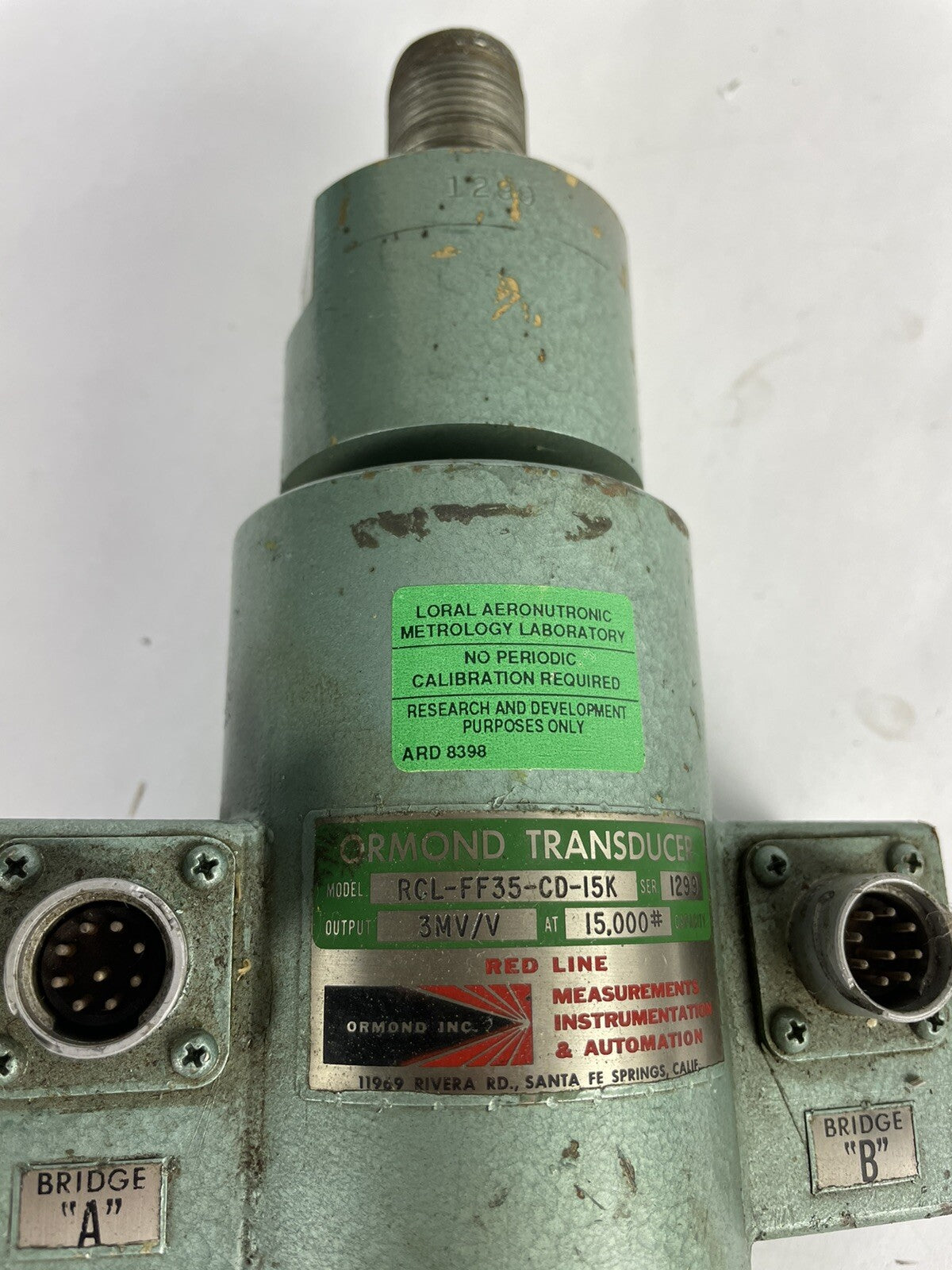 Ormond RCL-FF35-CD-15K Load Cell Transducer 100lb 3mv/v - 30 Day Wty