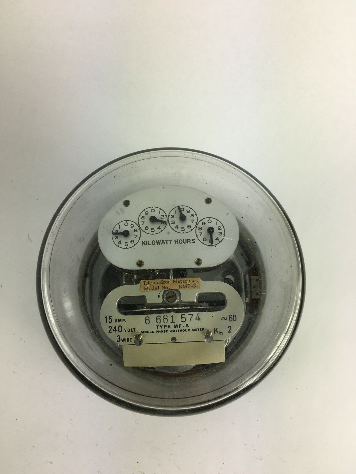 Richardson RMF-S Kilowatt Hours Single-Stator Watt Hour Meter Type MF-S 240v 3w