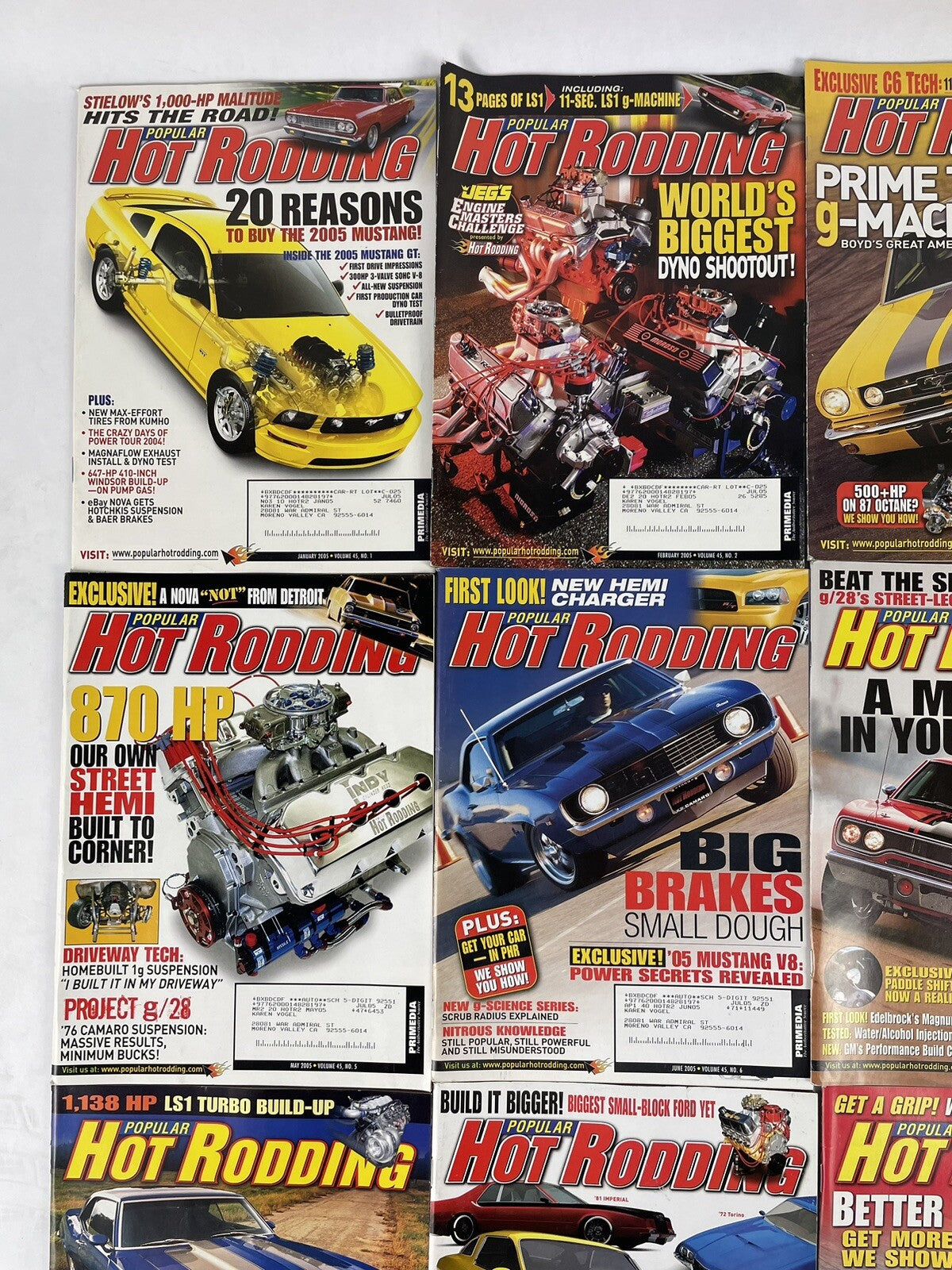 Lot of 12: Hot Rodding MAGAZINES Complete Full Set 12 issues Jan to Dec 2005