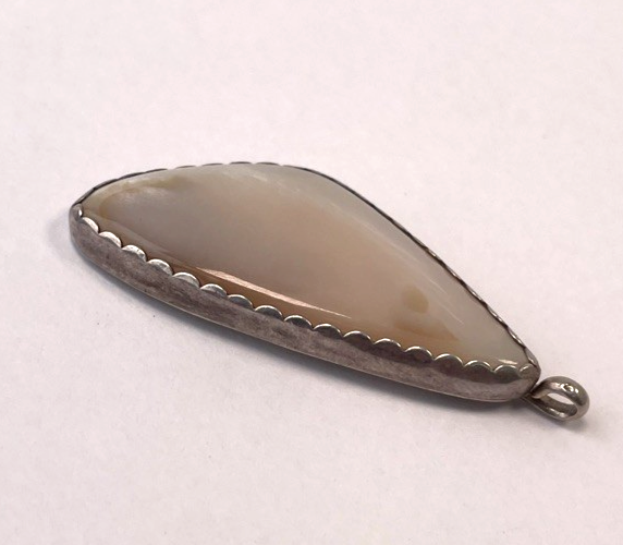 Native American Navajo Sterling Silver 925 Mother of Pearl Necklace Pendant 1.7"