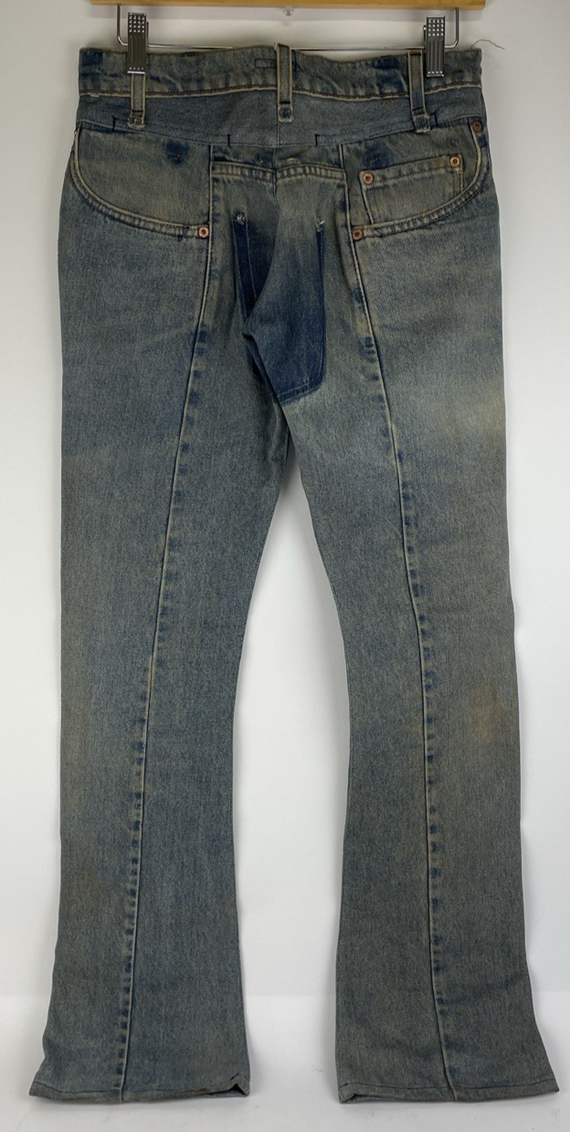 e label x Levis Reconstructed Denim Jeans 26 x 32 low Rise Designer Fashion Wear