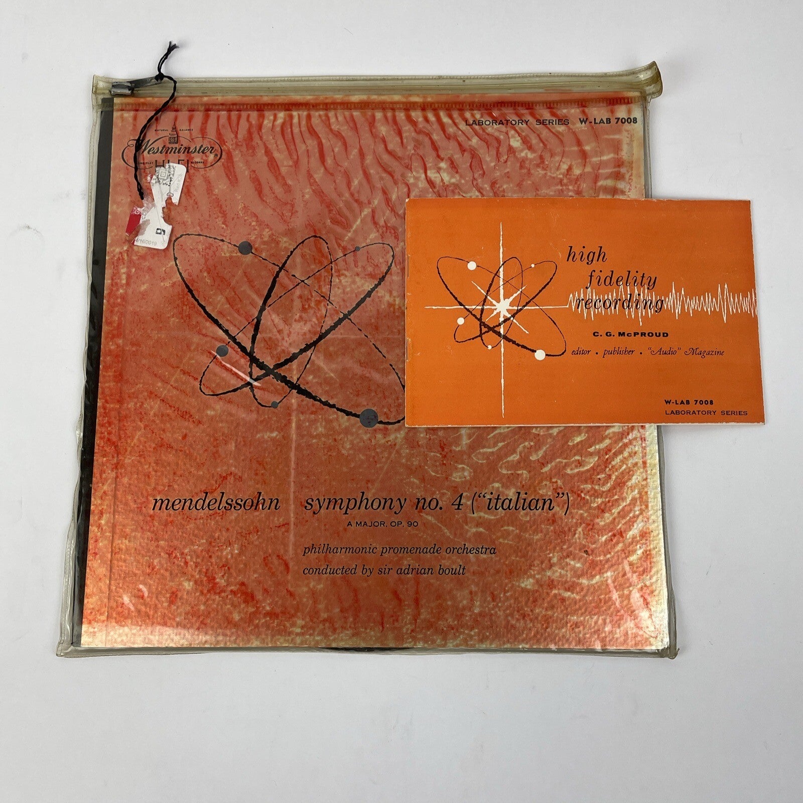 LP / MENDELSSOHN Symphony no. 4 {"Italian") WESTMINSTER  LABORATORY SERIES 7008