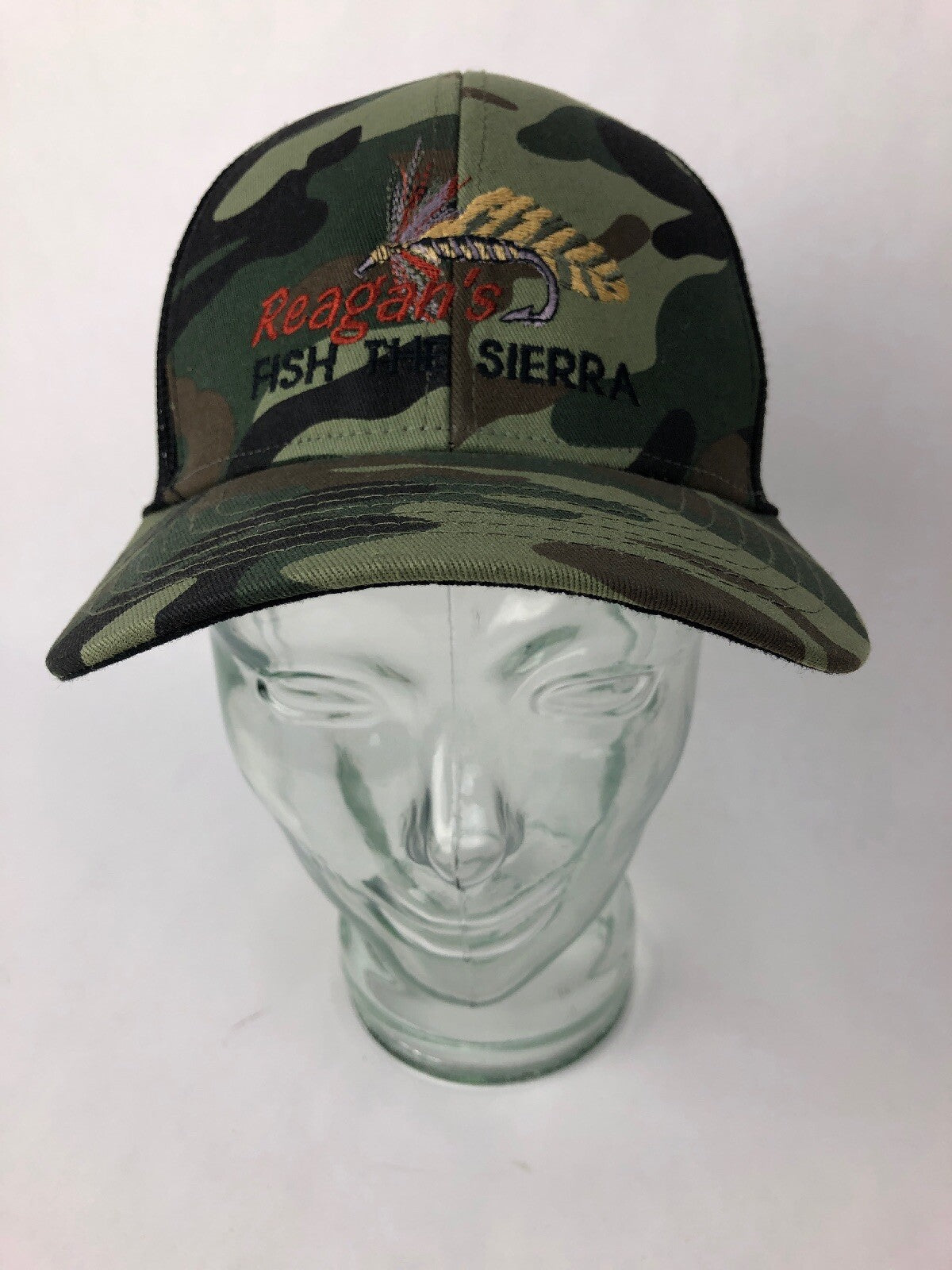 NEW Reagan’s Fly Fish The SIERRA CAMO MESH BACK ADJUSTABLE BASEBALL HAT Cap