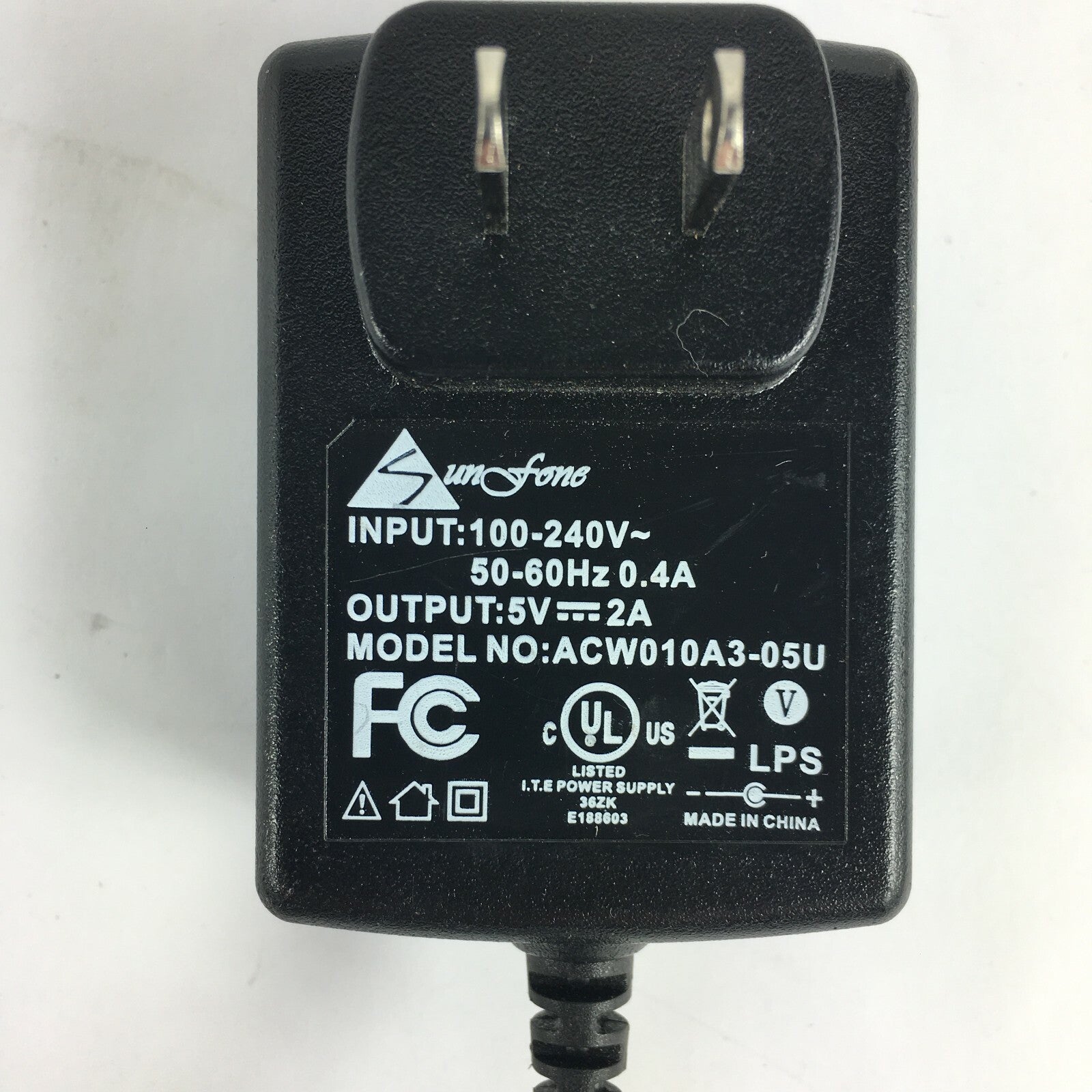 Genuine Sunfone ACW010A3-05U Output 5V 2A Power Supply Adapter A50 