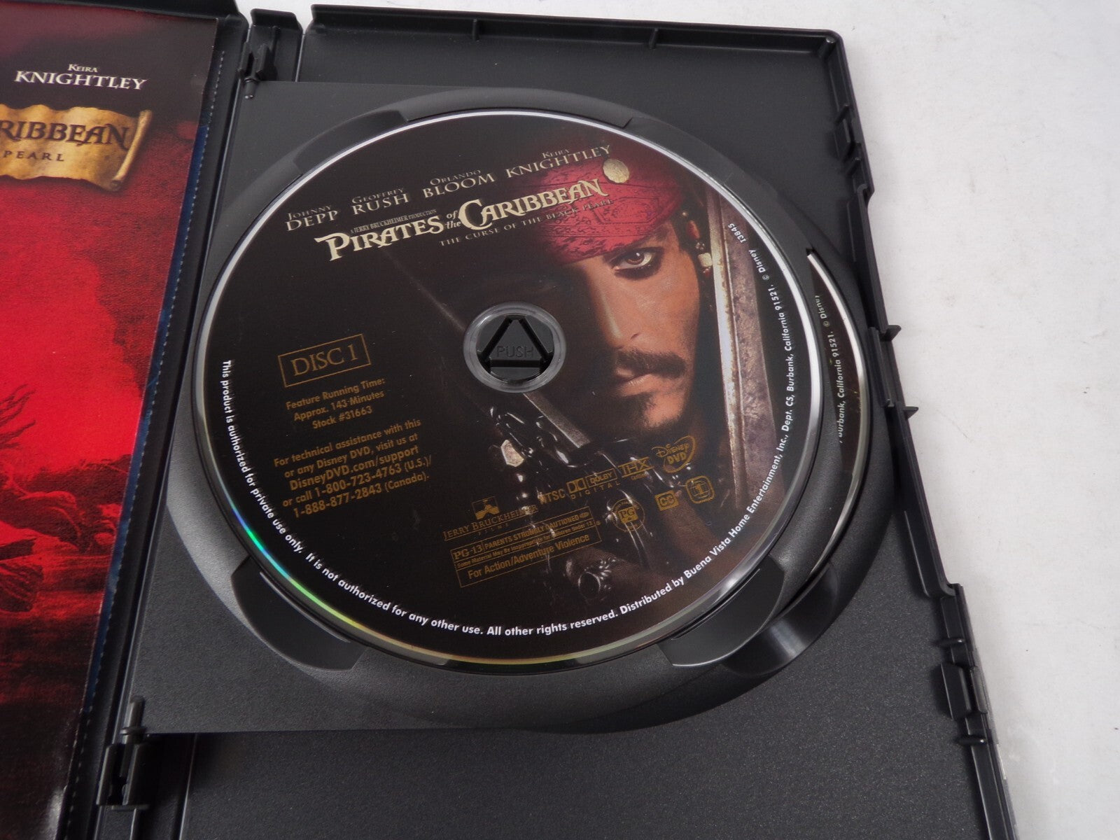Pirates Of The Caribbean The Cruse Of The Black Pearl Johnny Depp DVD Movies