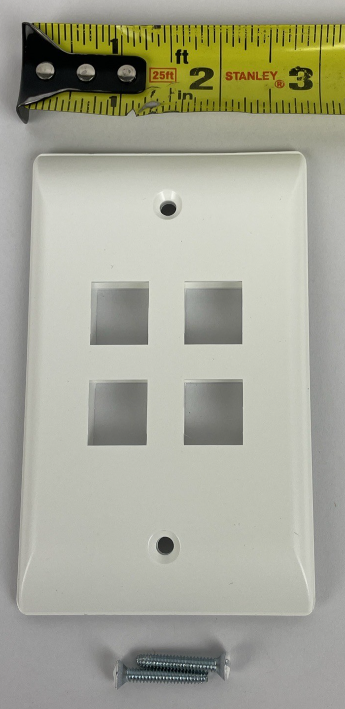 2 x CommScope Faceplate Single Gang 4 Port 1-2111024-3 Alpine White Wallplate
