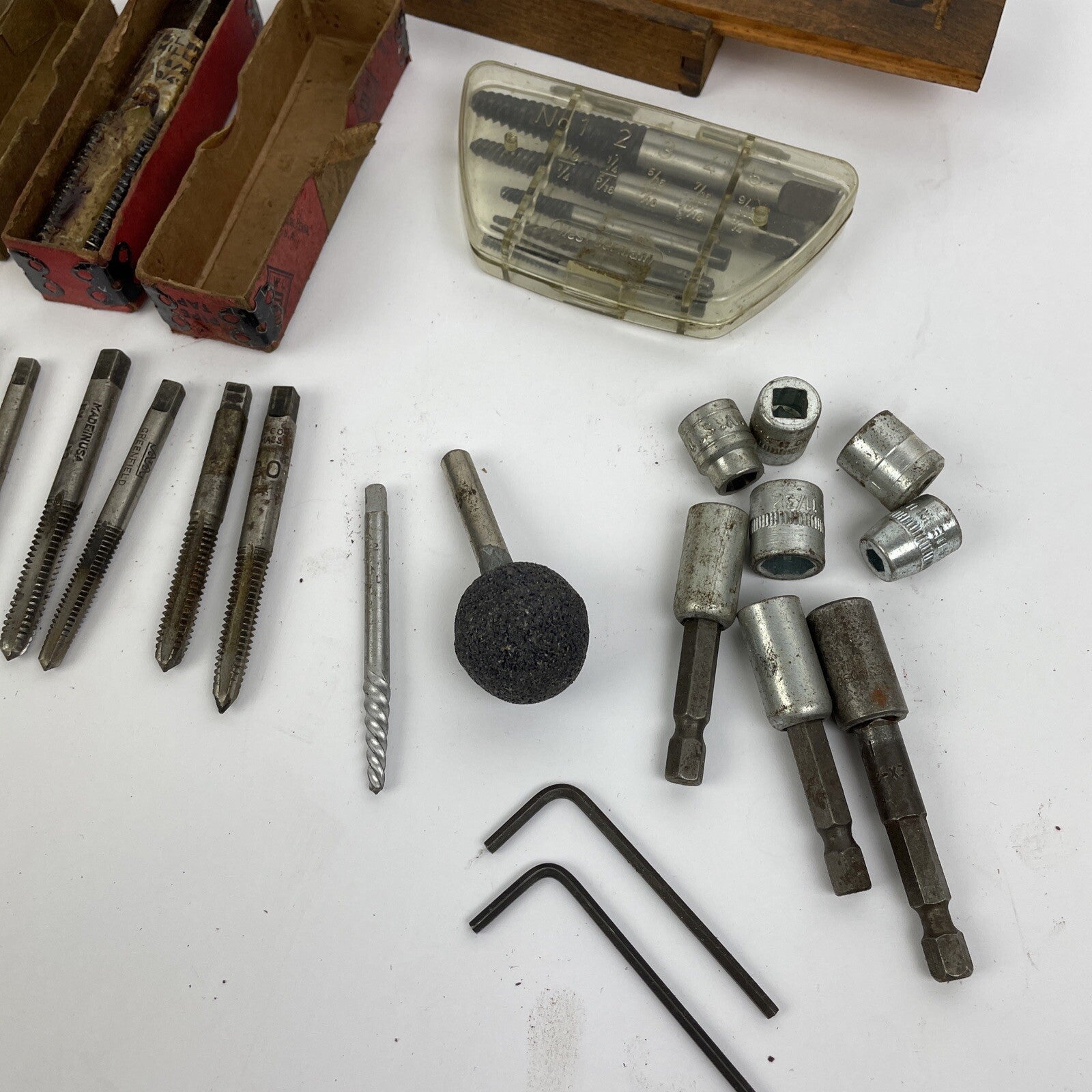 Vintage Tap & Die Mixed Lot 75 + Greenfield West Germany R&N Handle w Case LOOK