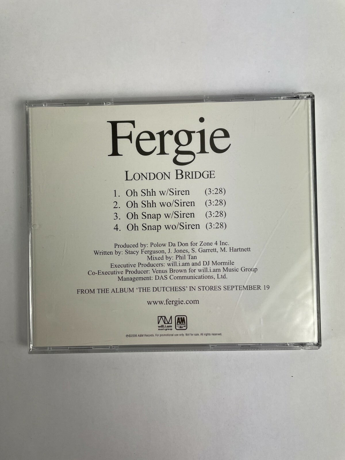 Fergie London Bridge Oh Shh w/Siren Oh Snap Wo/Siren Q11