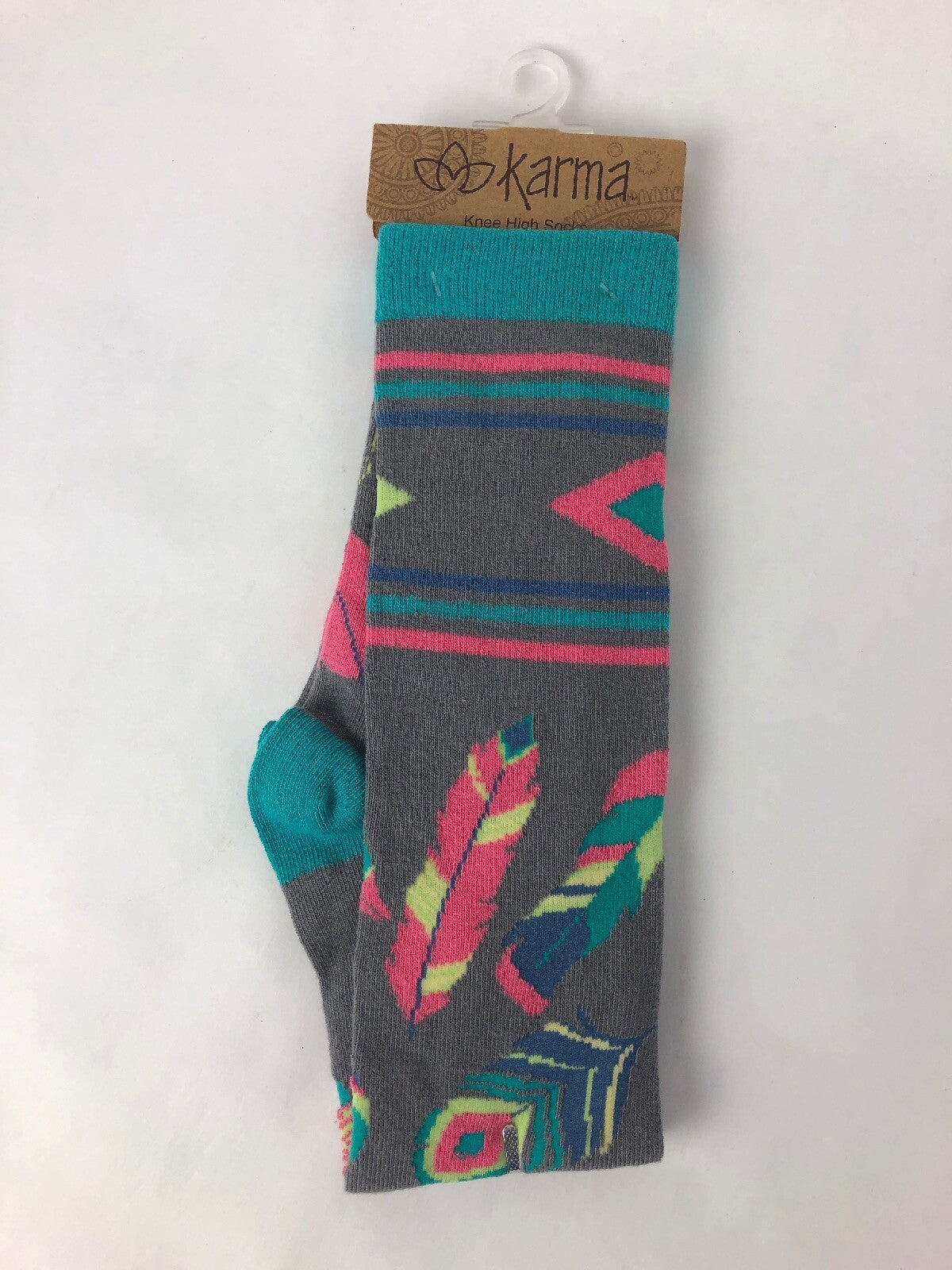 NWT KARMA Knee High Pastel Feather Socks OSFA - Fast Free Shipping