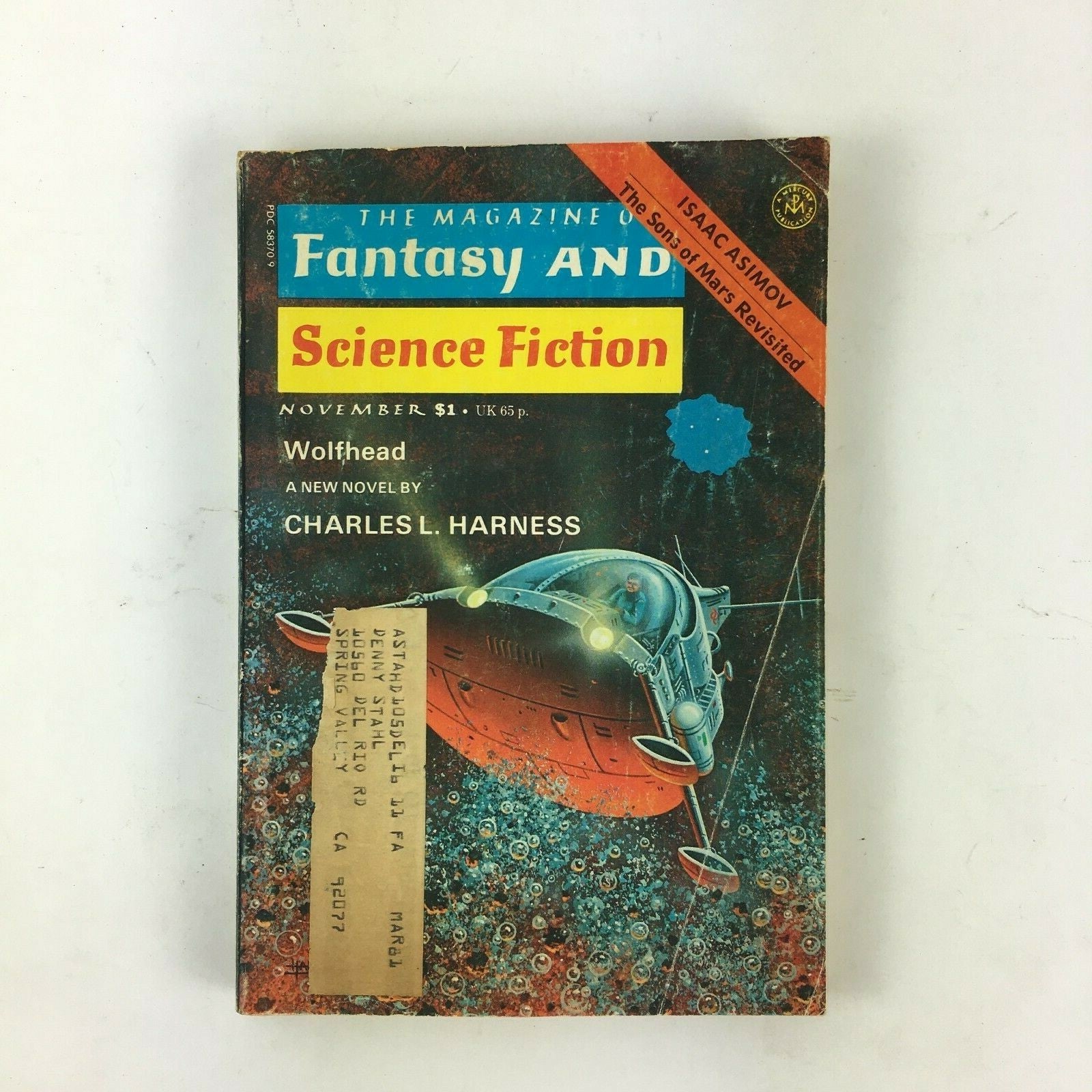 November Fantasy & Science Fiction Magazine Charles Wolfhead L.Harness