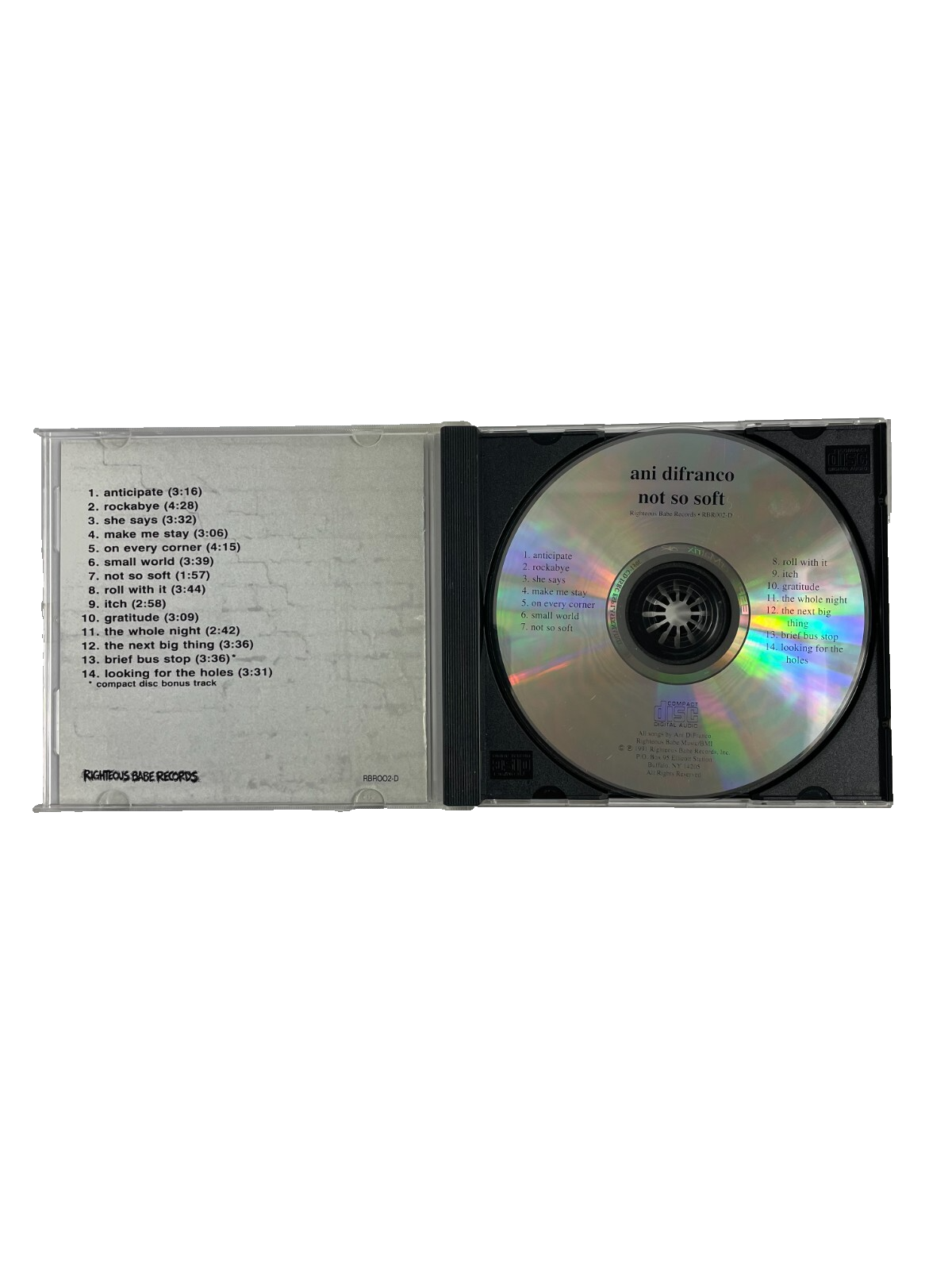 Not So Soft Ani Difranco Anticipate Rockabye She Says Make Me Stay Itch CD#37