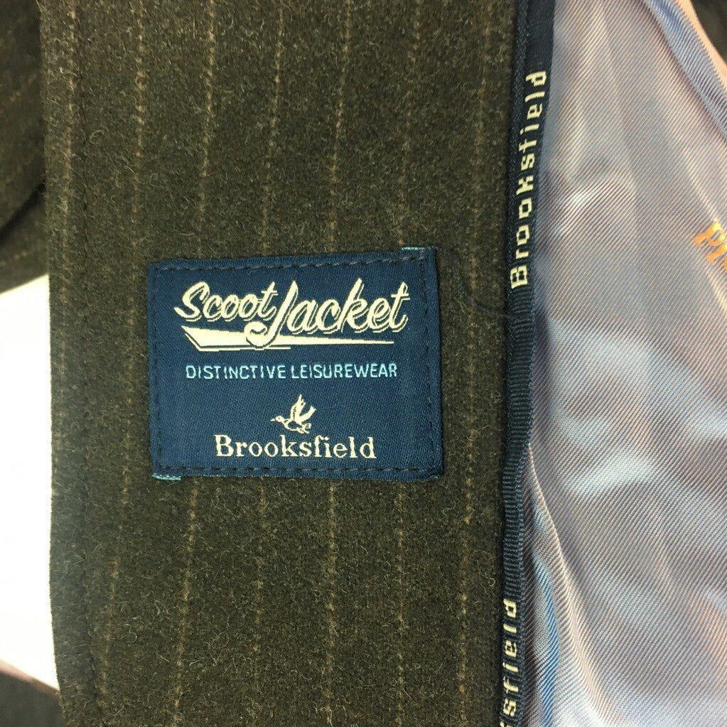 Brooksfield Mens Scoot Jacket Black Pinstripe Layered Puffer 100% Wool Italy 44