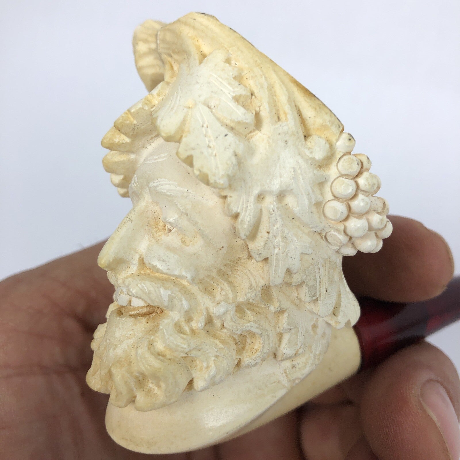 Vintage Meerschaum Hand Carved Sultan Head Turkish Smoking Pipe in Box Light Use