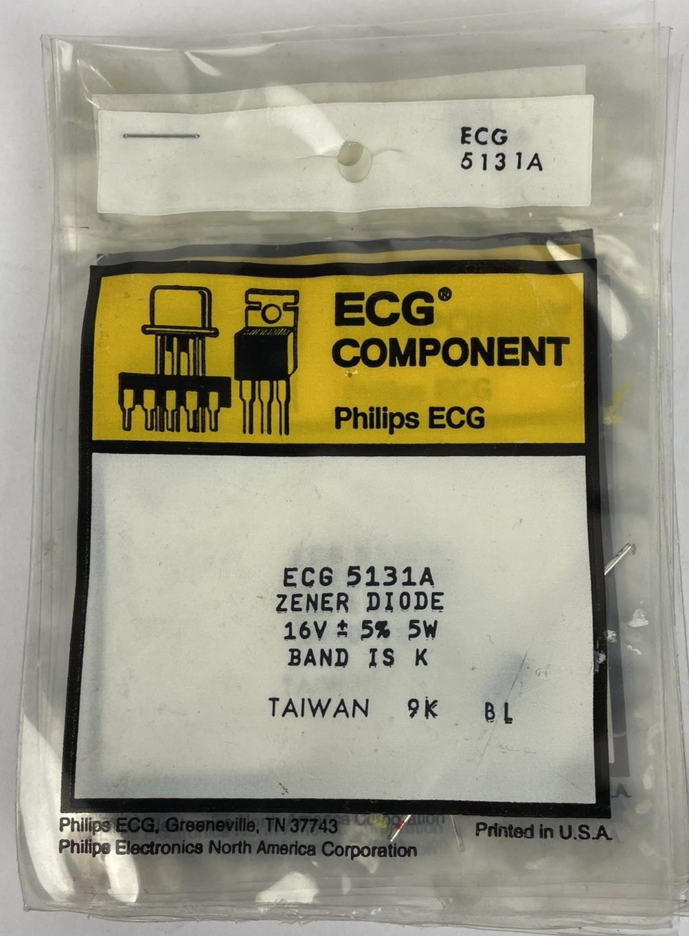 10 x Philips ECG Component 5131A Zener Diode 16V +/-5% 5W K Band - Taiwan