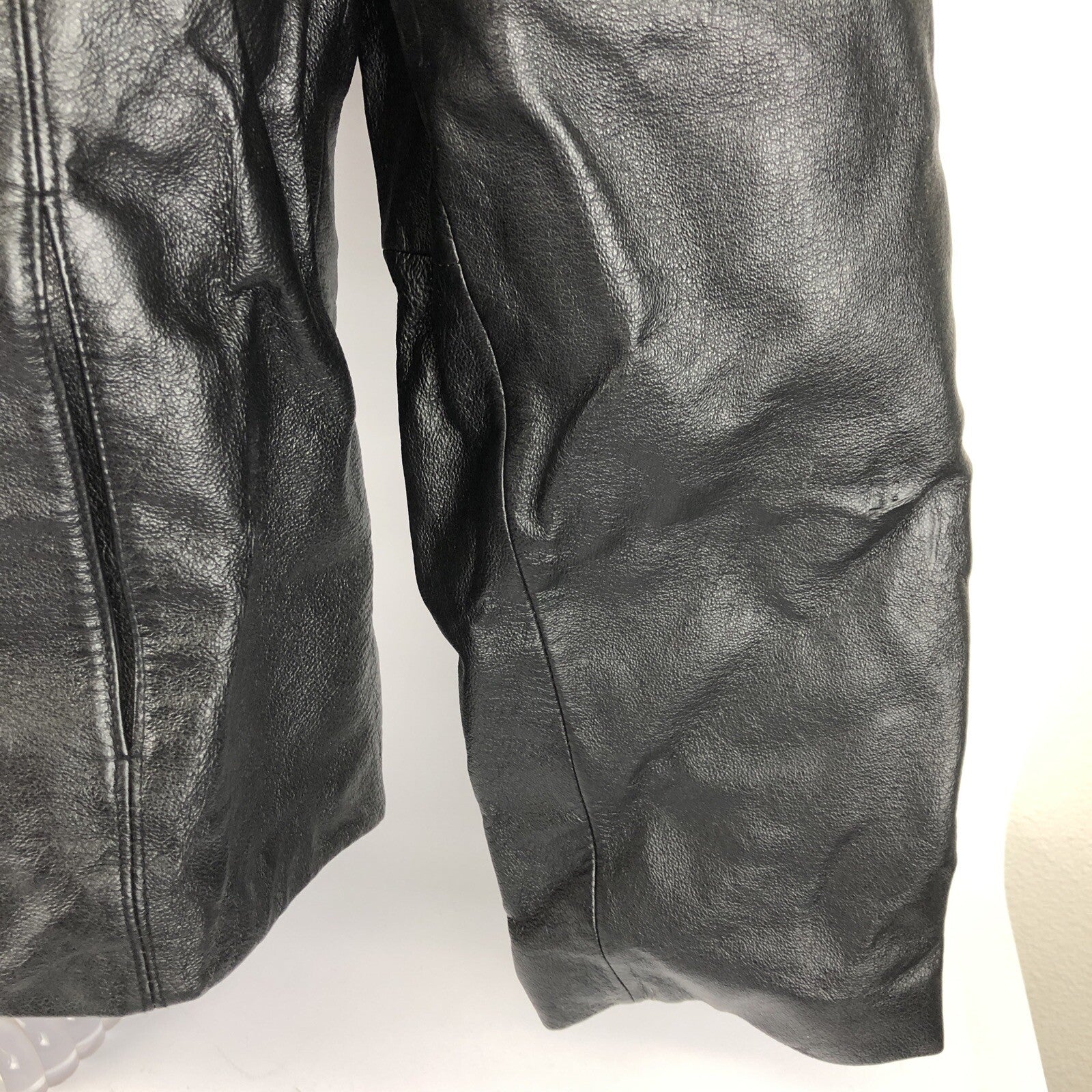 Vintage East 5th Genuine Leather Jacket Women’s  XL Black Zip Front Lined Coat  