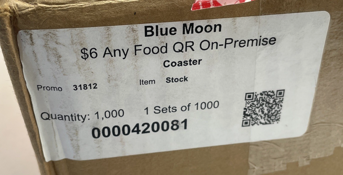 Blue Moon " Once in a BM " Beer Coasters Bar Glass Mat Coaster Pack lot of 1000