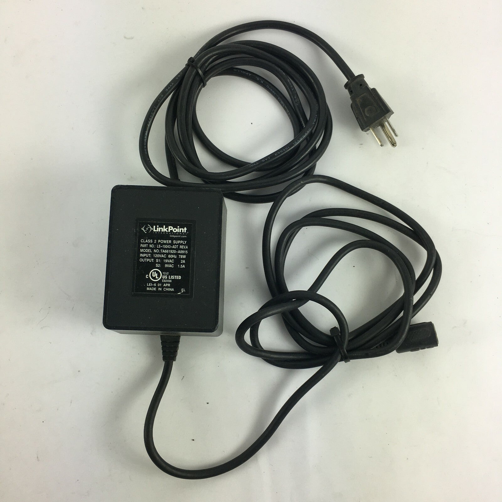 Genuine LinkPoint TA661920A0915 Output 9/19 V 1.5/2 A Power Supply Adapter A27