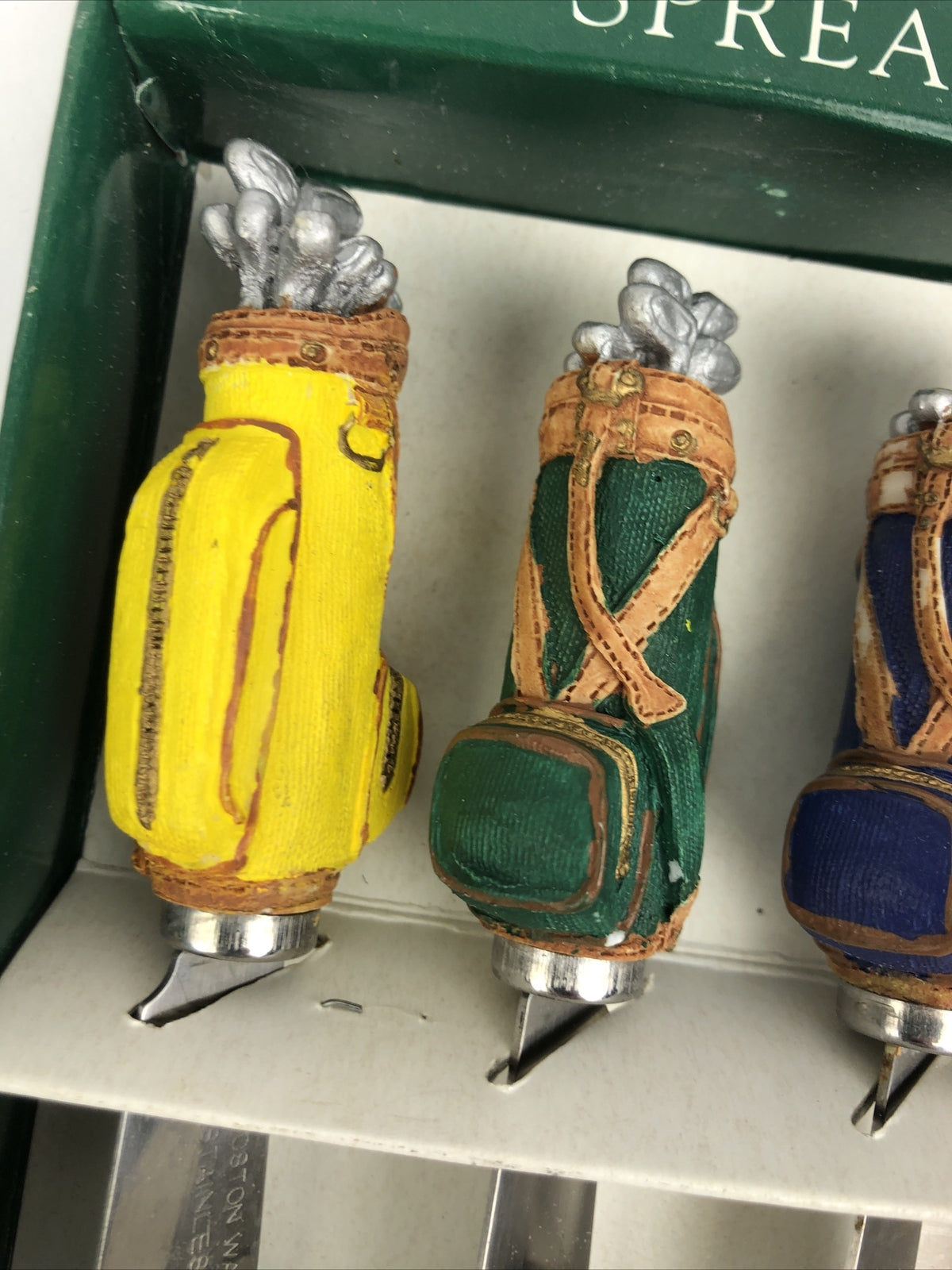 Golf bag handle cheese spreader set of 4 appetizer serving knives golf themed kitchen tools new