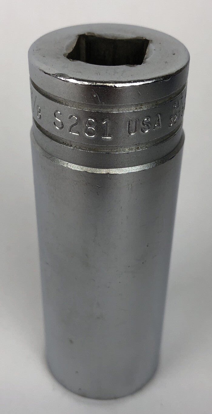Snap-on S281 7/8 inch deep 12-point chrome socket 1/2 inch drive USA made tool