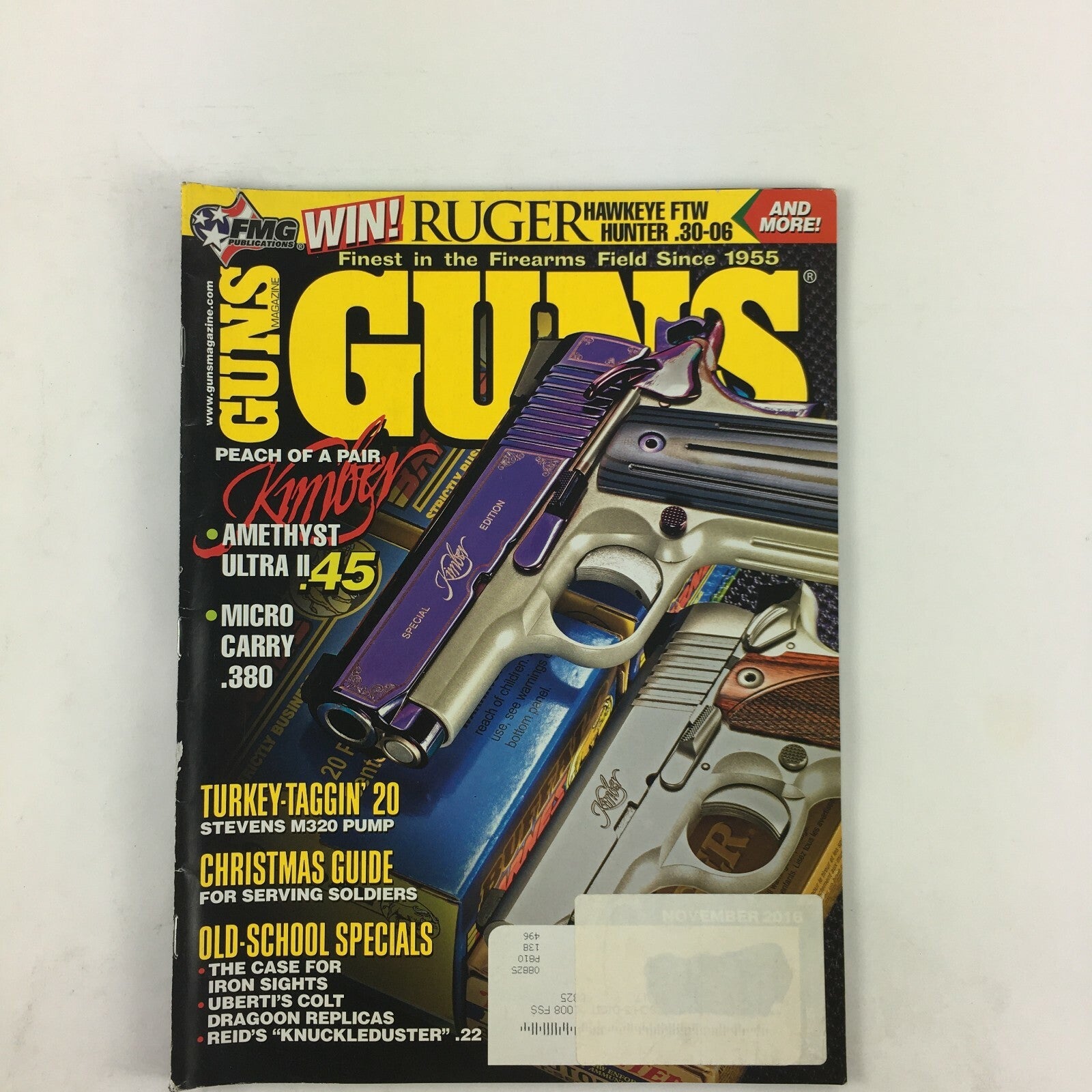 November 2016 Guns Magazine Amethyst Ultra II .45 Micro Carry .380 M320 Pump