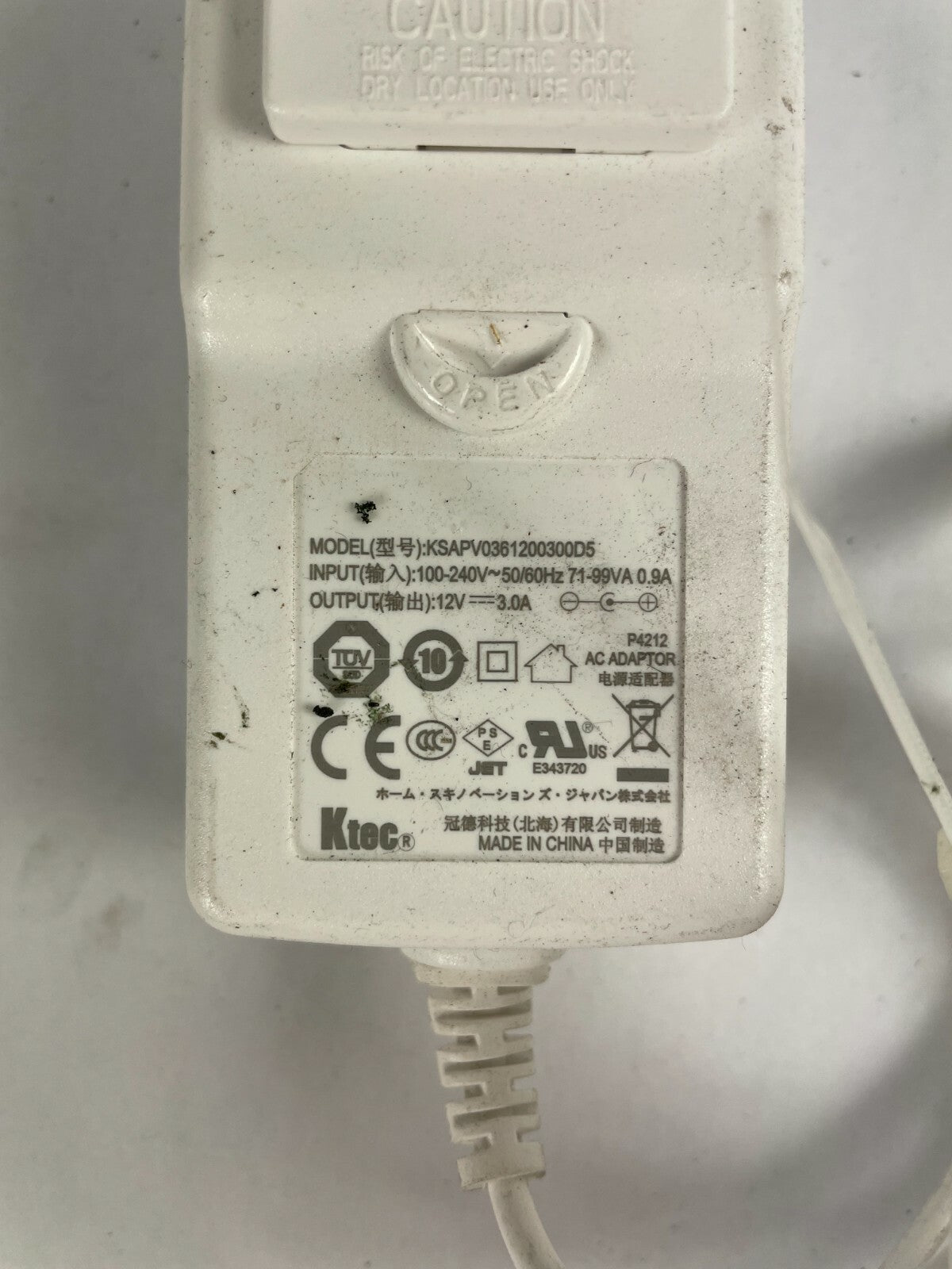Genuine Ktec KASPV0361200300D5 AC Adapter Output 12V 3A Power Supply Adapter A40