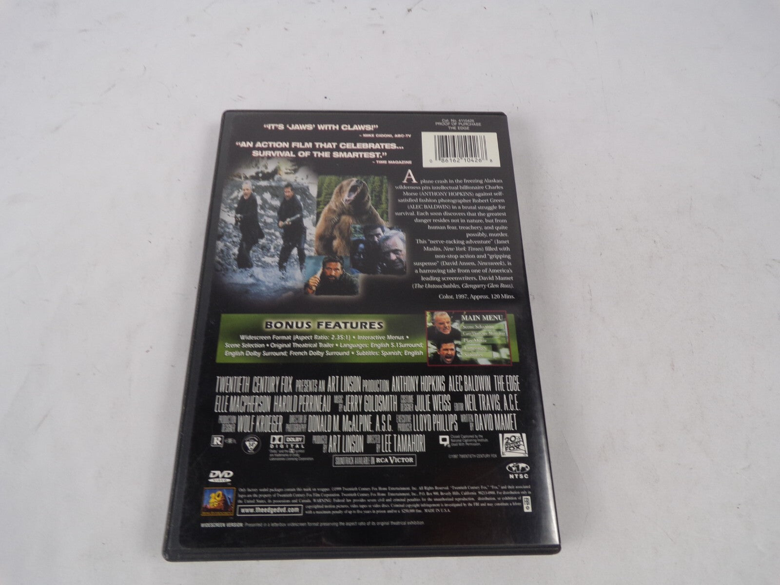 The Edge "Nerve-Racing Adventure!" Anthony Hopkins Alec Baldwin DVD Movies