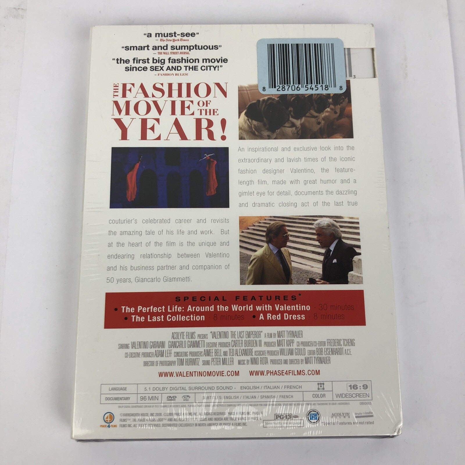 Valentino : The Last Emperor ( DVD , Video ) a Matt Tyrnauer Film 96min. New
