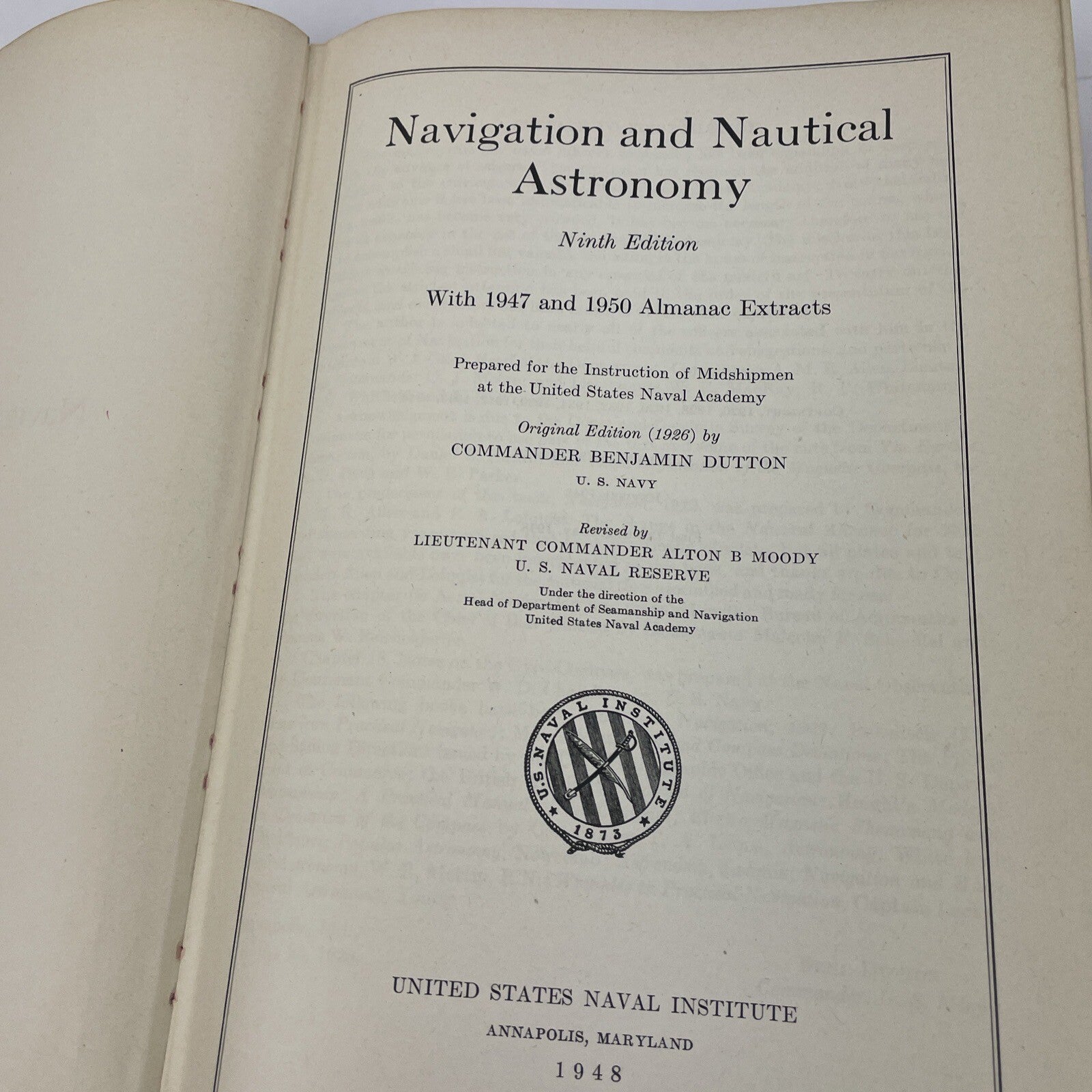 VINTAGE NAVIGATION AND NAUTICAL  ASTRONOMY 1943 BOOK BY CAPTAIN BENJAMIN DUTTON