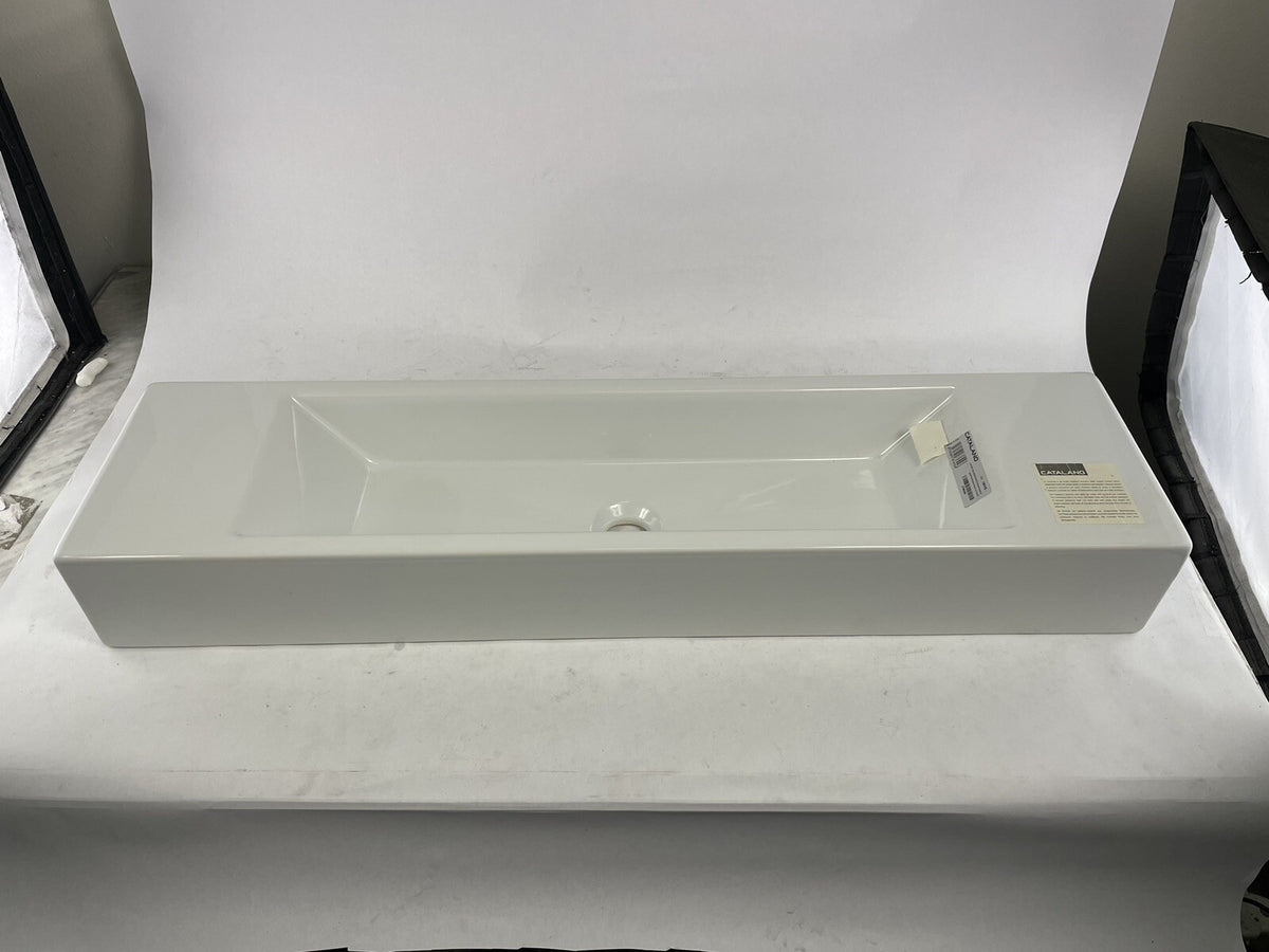 CATALANO Long Rectangular Ceramic Vessel Wall Mounted Bathroom Sink 39.5" x 10"