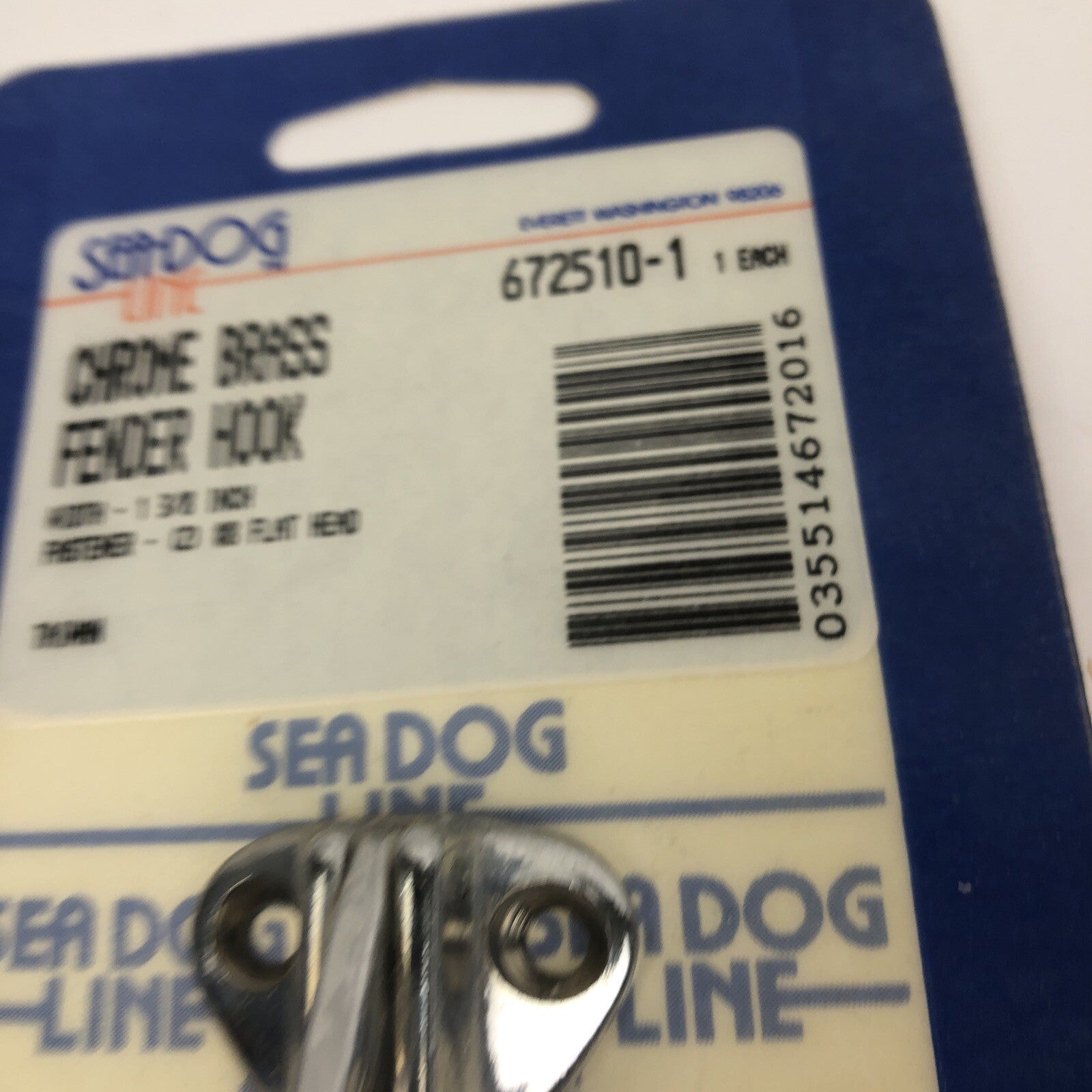 Sea-Dog Line 672510-1 chrome plated brass fender hook for 1/8 inch line marine boat docking hardware.